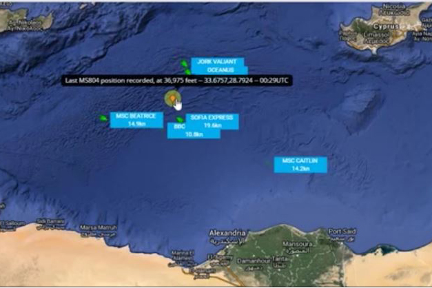 Rescue ships scramble to Mediterranean Sea in search of crashed jet