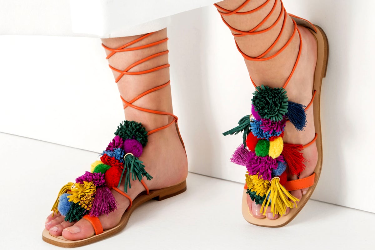 Fancy footwork: giant pom-poms and OTT tassles - this season's sandals are anything but understated | London Evening Standard