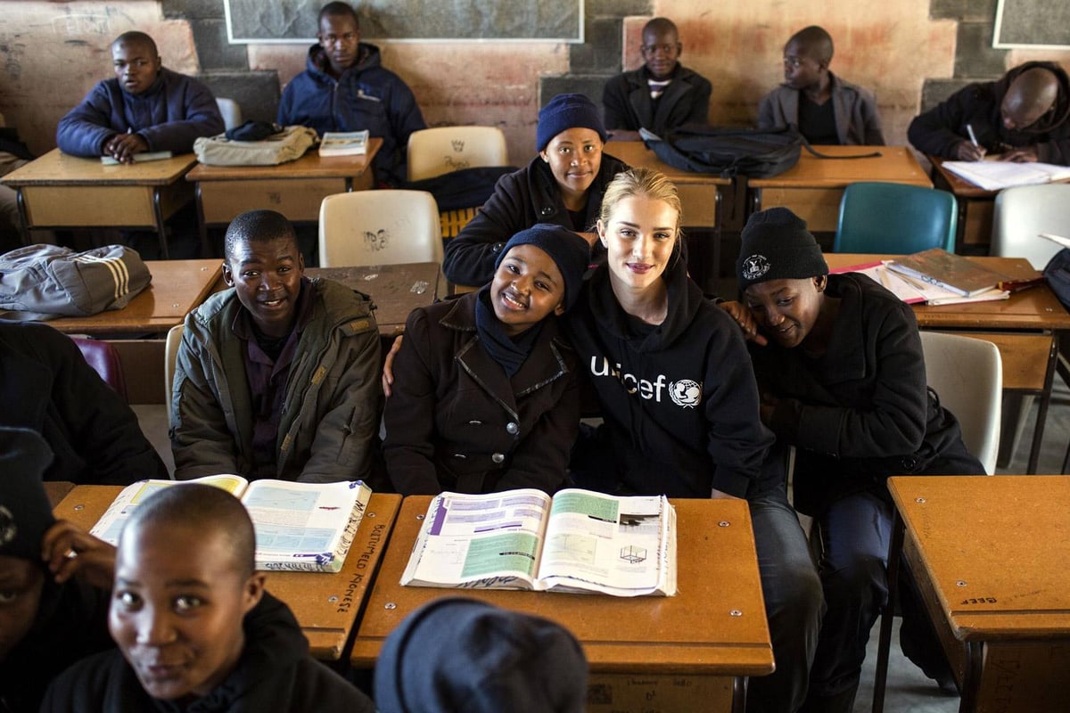Rosie Huntington-Whiteley goes back to school on UNICEF trip to Lesotho | London Evening Standard