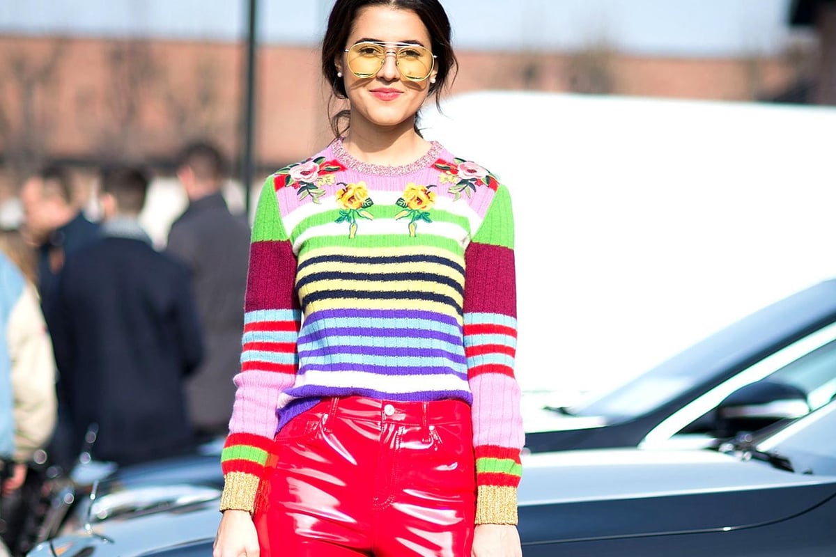 The vinyl collection: the fashion week street style set have spoken - this season’s It-trouser is lacquered | London Evening Standard