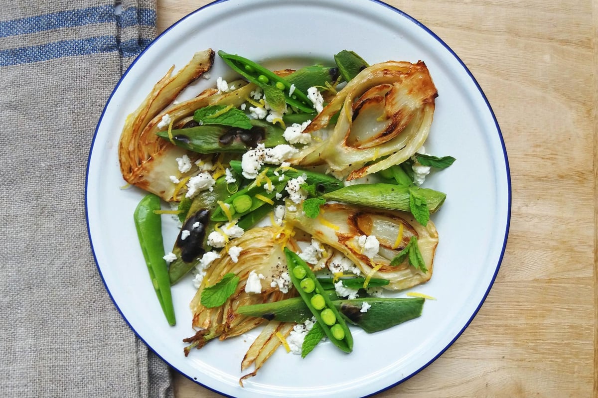 London lunch box: Charred runner beans with caramelised fennel, sugar snap peas, feta & mint | London Evening Standard