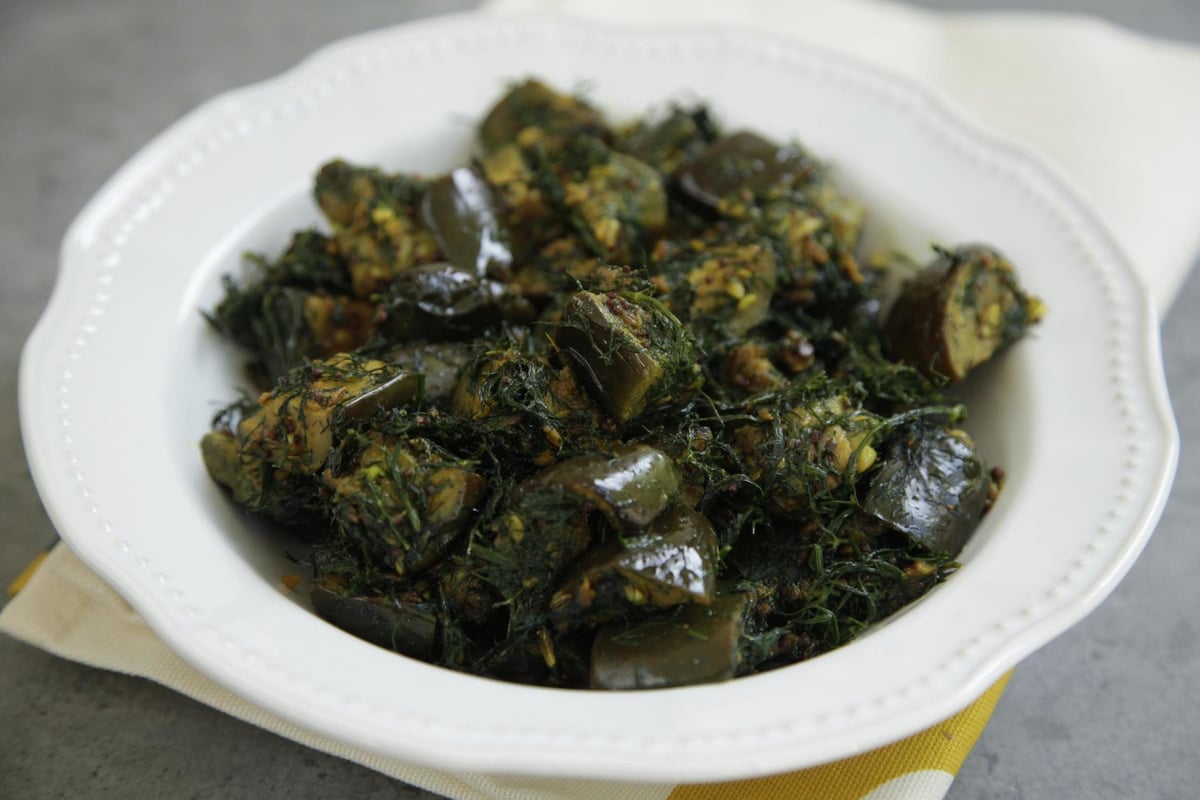 Dill garlic and Aubergine sauté by Indian cook Mallika Basu | London Evening Standard