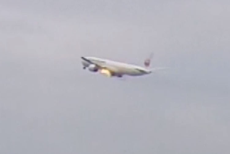 Flames shoot out of Japanese plane forced to make emergency landing following suspected bird strike | London Evening Standard
