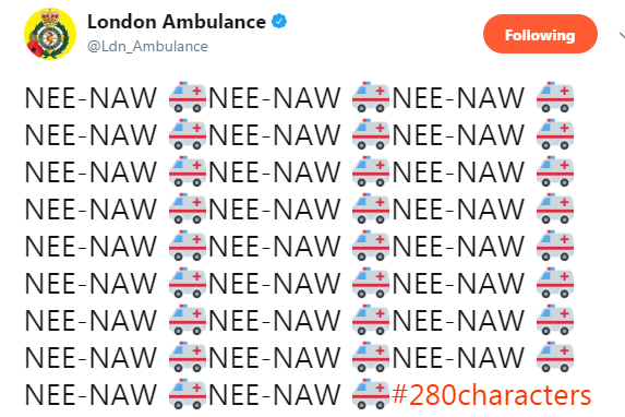NEE-NAW NEE-NAW: Emergency services join in bizarre display by tweeting noises their vehicles make | London Evening Standard
