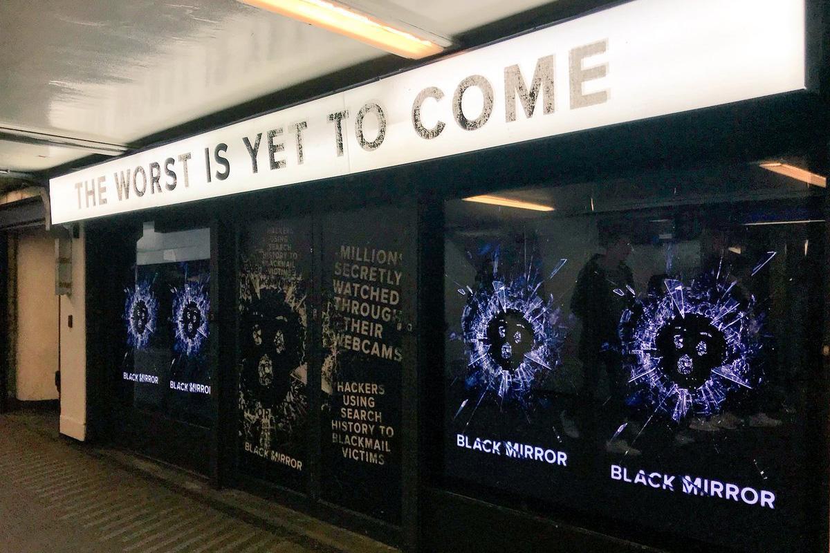Commuters unnerved by Black Mirror advert takeover at Tube station