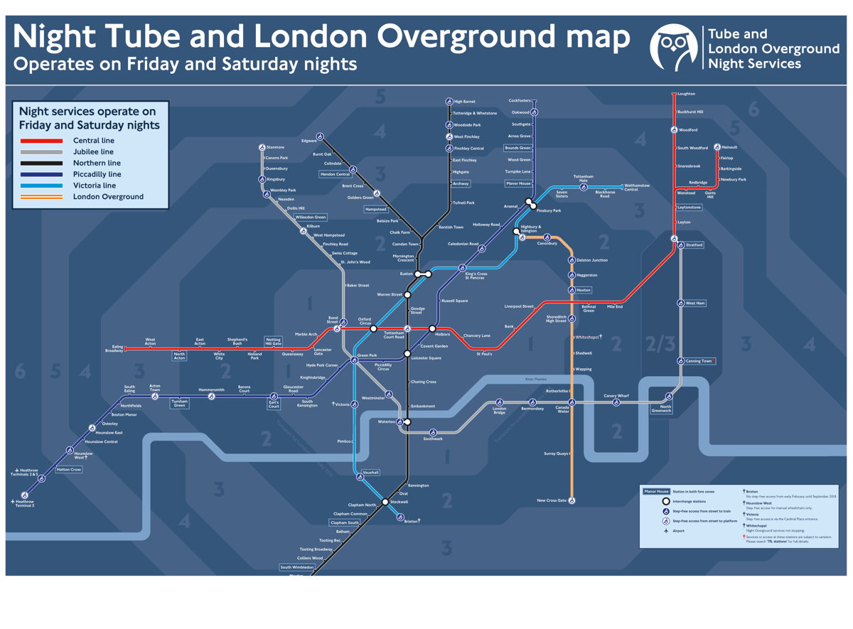 Full TfL Night Tube and London Overground map revealed | London Evening Standard