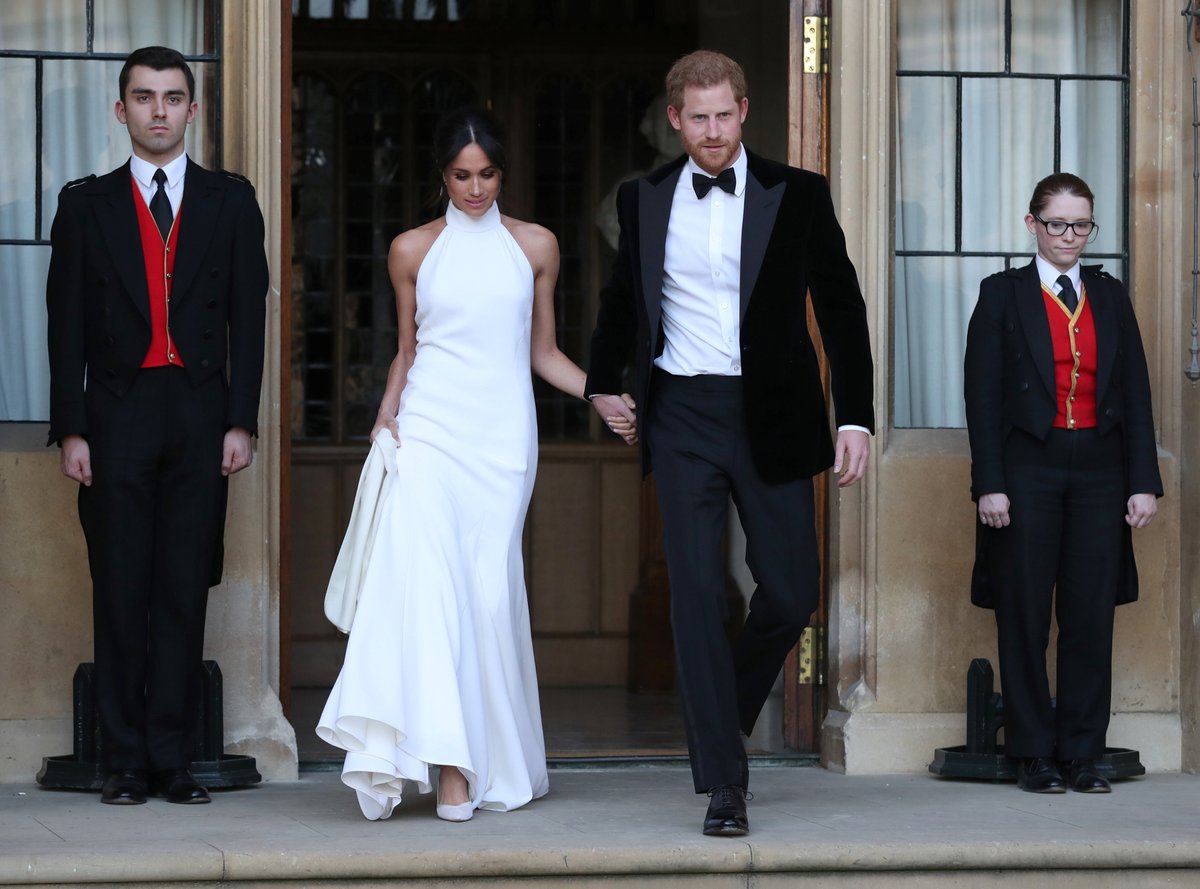 Meghan Markle second wedding dress: New Duchess steps out in custom high neck gown designed by Stella McCartney | London Evening Standard
