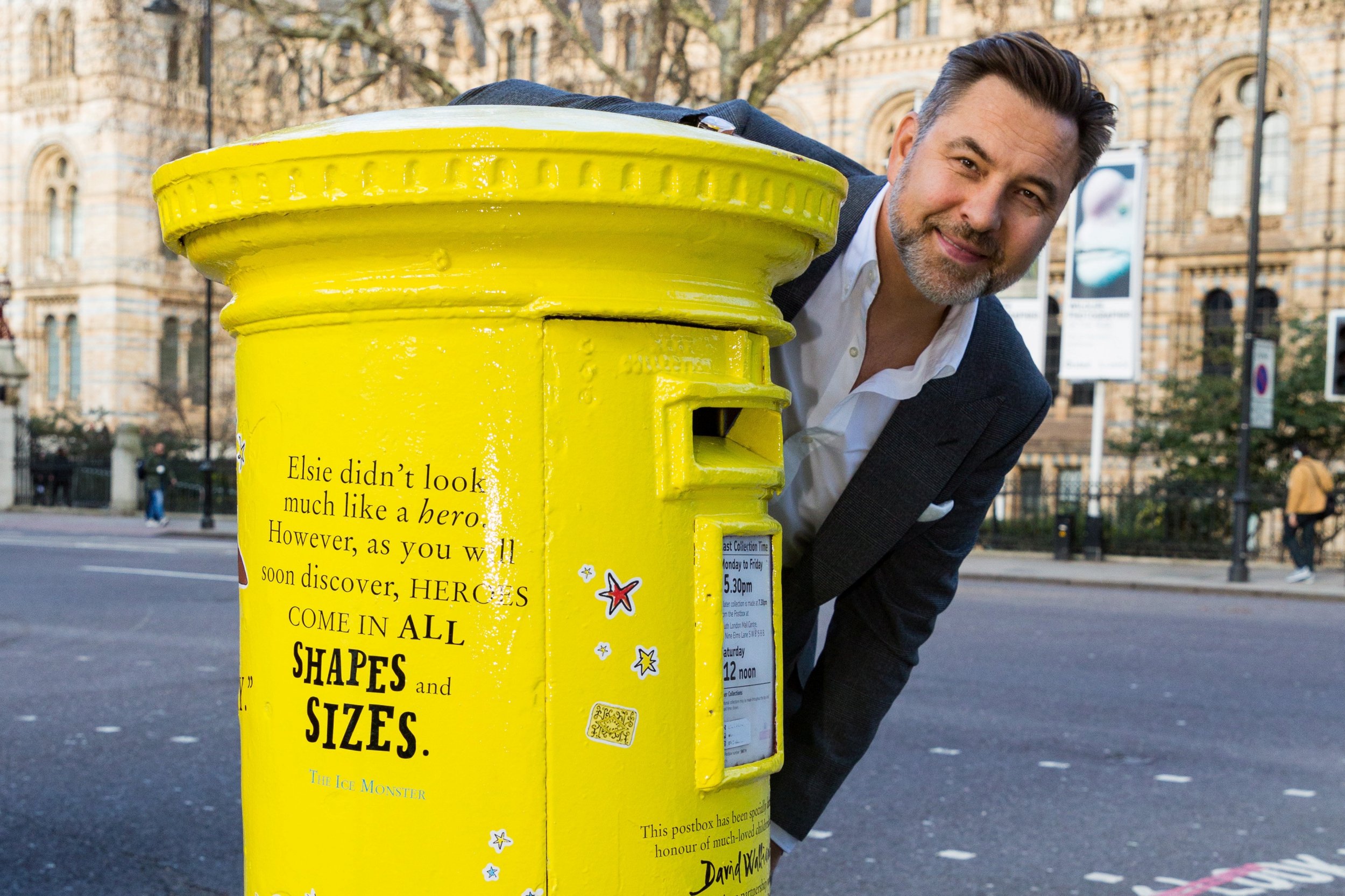 David Walliams honoured with bright yellow postbox for World Book Day