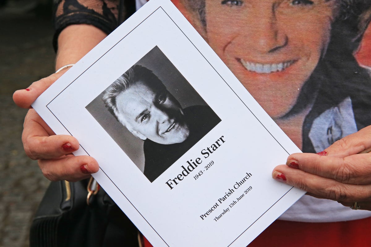 Freddie Starr laid to rest in a coffin engraved with 'Return to Sender' in Merseyside funeral | London Evening Standard