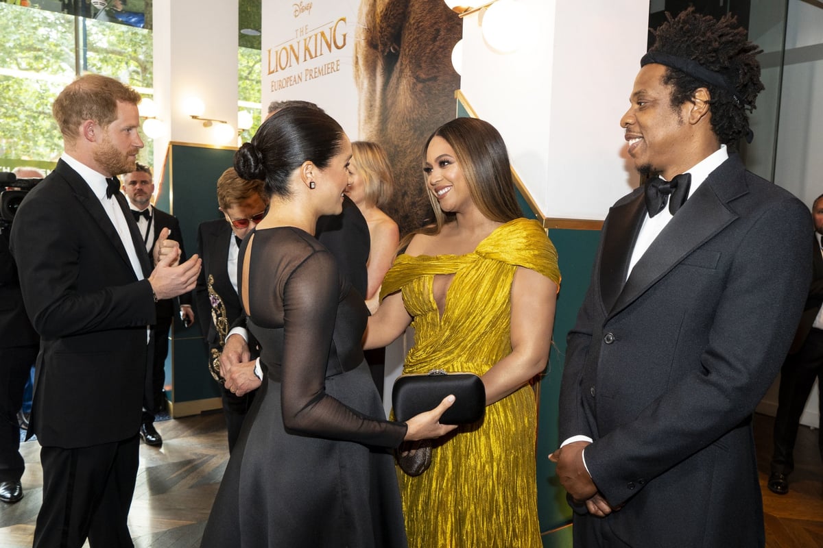 Meghan meets Beyonce at The Lion King premiere as singer hails 'beautiful' baby Archie | London Evening Standard