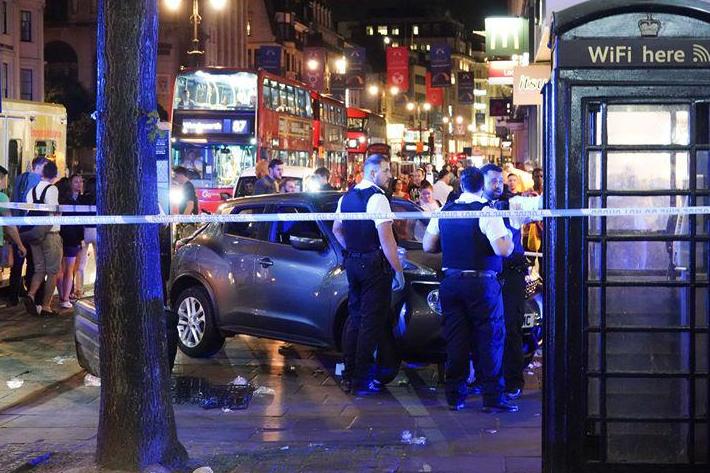 Charing Cross crash: Three injured after car mounts pavement outside busy London station | London Evening Standard