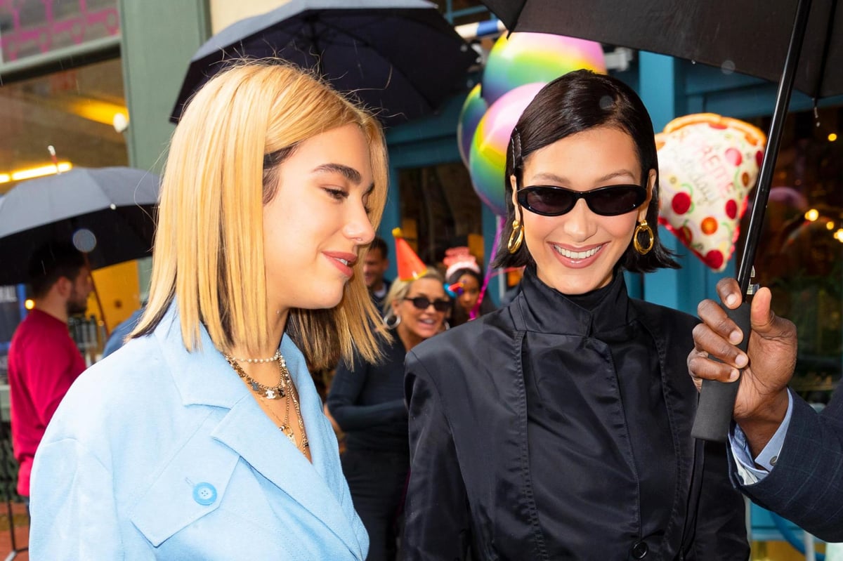 Bella Hadid's birthday party saw her sister Gigi and Dua Lipa do arts and crafts, wear tiny hats and lots of pizza | London Evening Standard