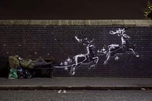 Banksy unveils new art in Birmingham shining a light on homelessness at Christmas | London Evening Standard