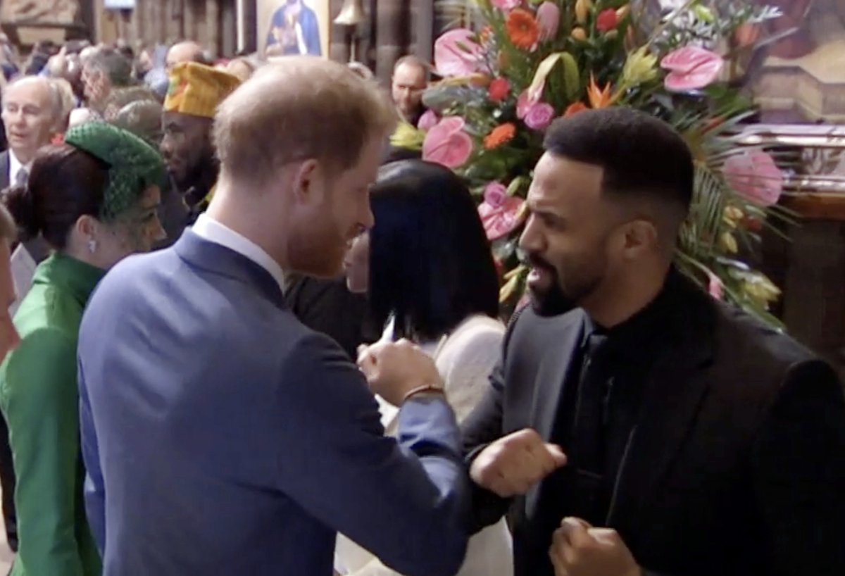 Prince Harry does coronavirus 'elbow bump' with Craig David at Commonwealth Day service | London Evening Standard