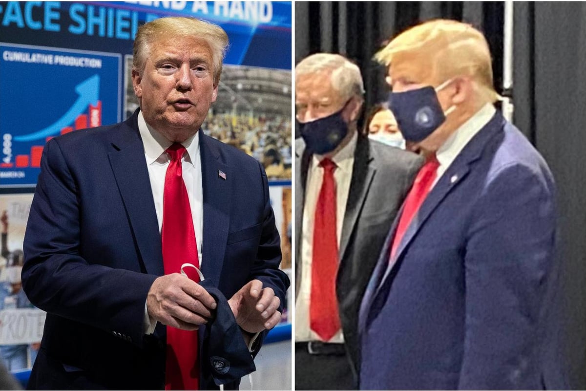 Donald Trump finally pictured in a mask after facing flak for taking PPE off during public part of Ford tour | London Evening Standard