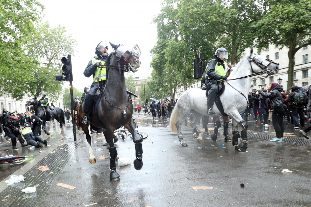 Chaos in London as clashes erupt during Black Lives Matter protest and police horse bolts into crowd | London Evening Standard