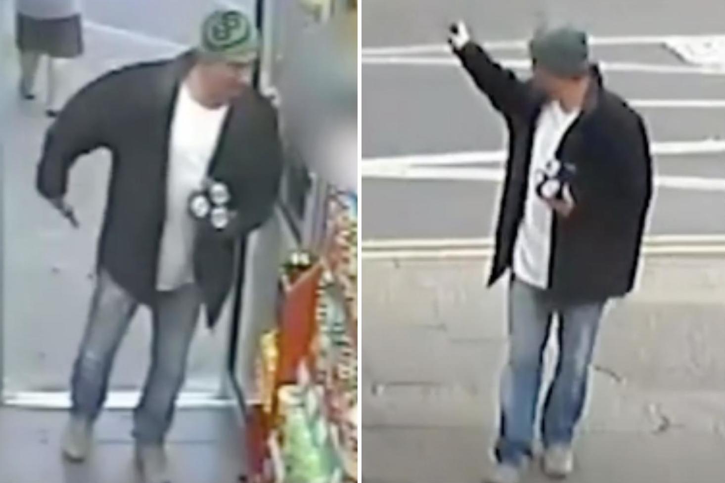 Shocking moment man pulls out gun while robbing shop in Plumstead