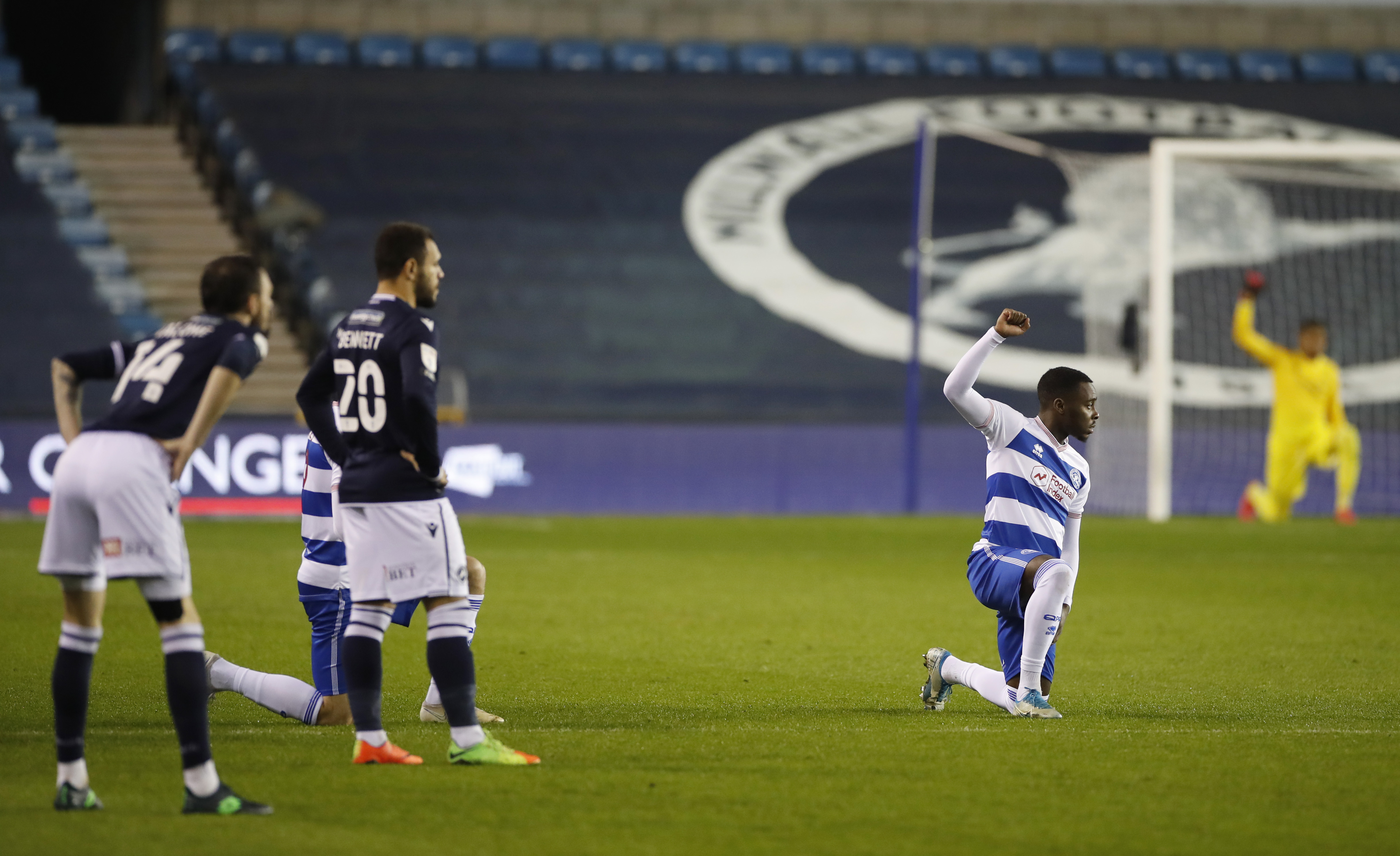 Millwall fans applaud QPR players who take the knee at The Den