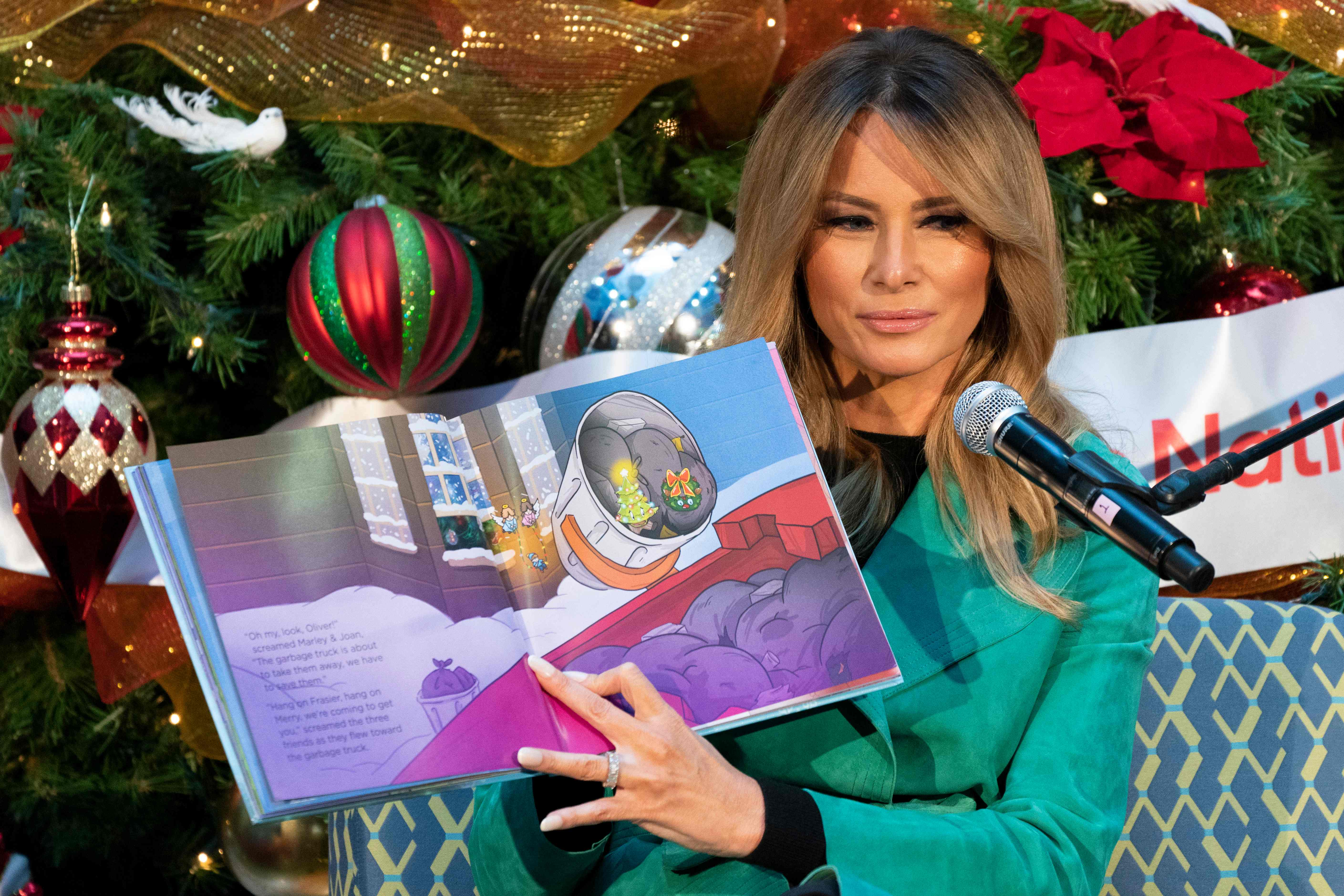 Melania Trump removes mask to read Christmas stories to sick children