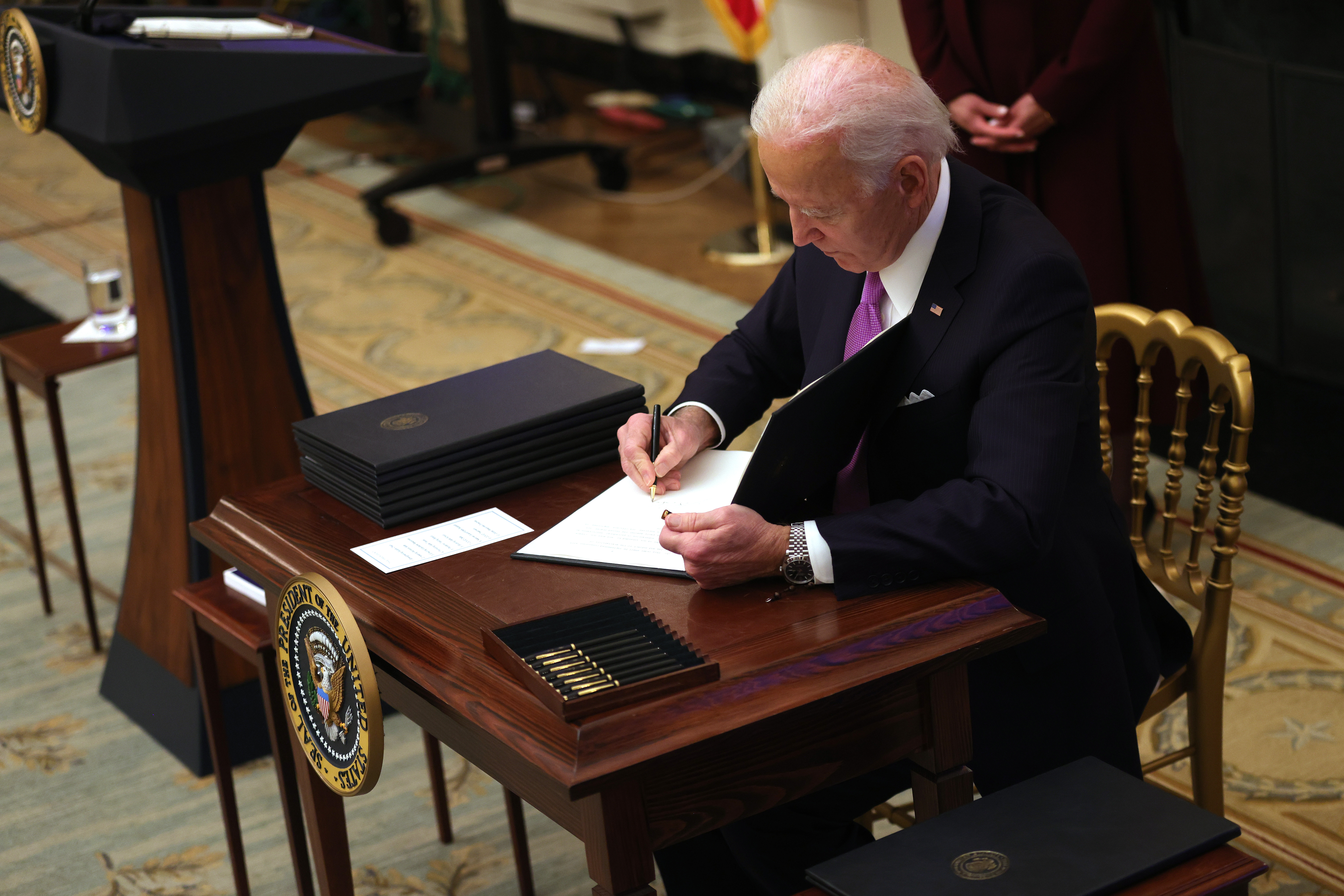 President Joe Biden Discusses His Administration's Covid Response Plan And Signs Executive Orders