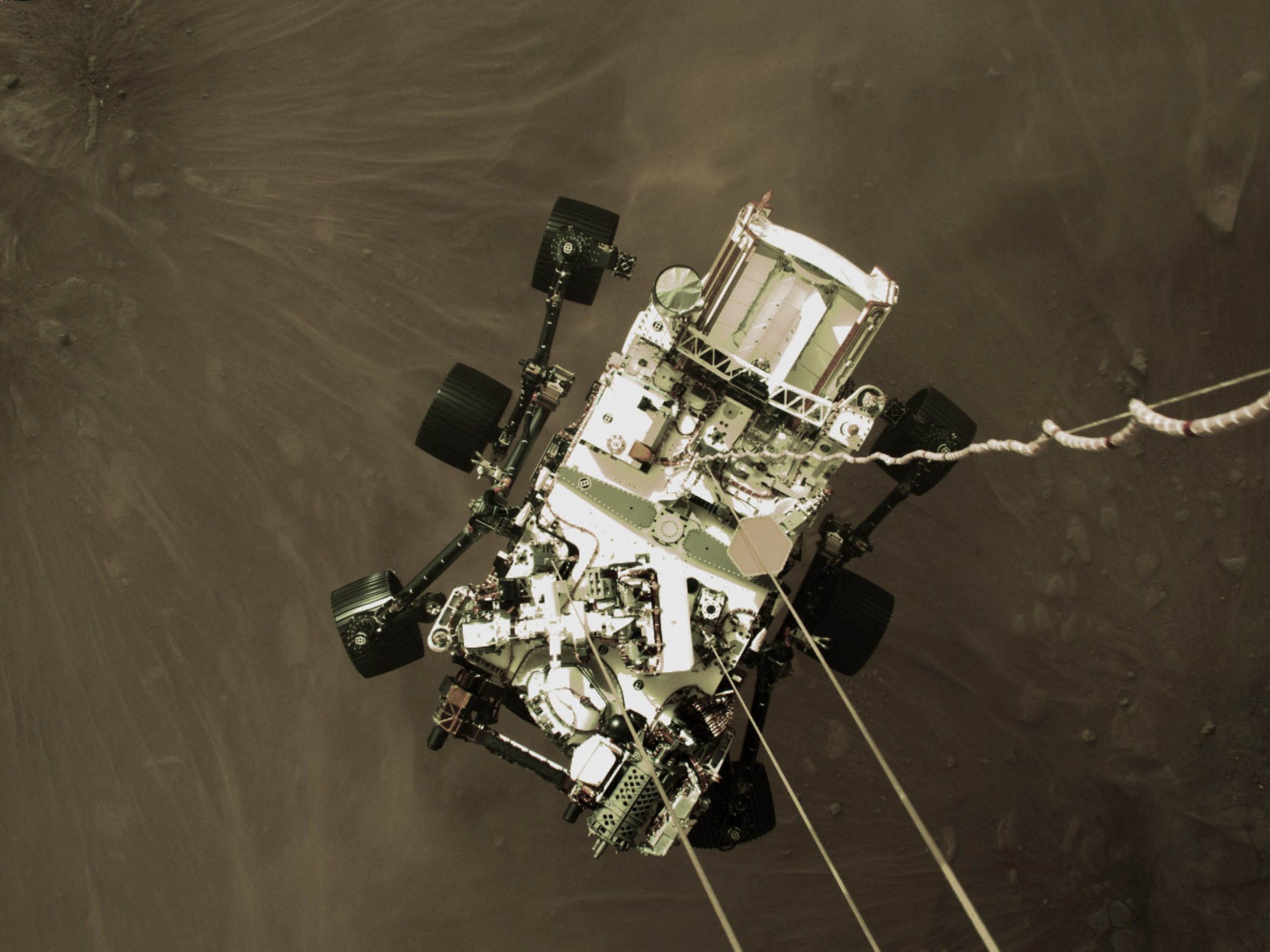 Mars landing: NASA releases new image of Perseverance rover being lowered onto Red Planet