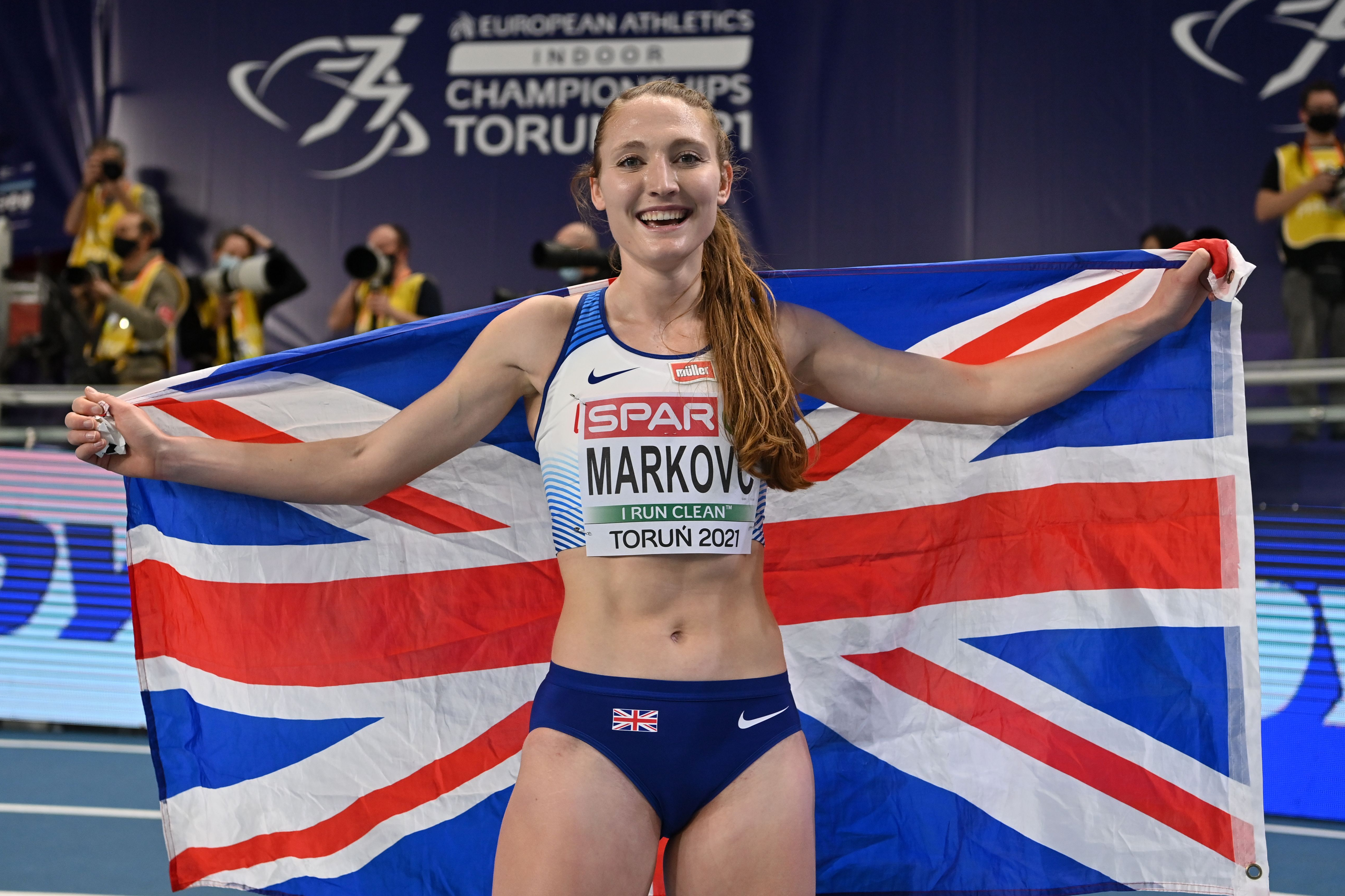 Amy-Eloise Markovc wins gold for GB at European Athletics Indoor Championships; Verity Ockenden takes bronze
