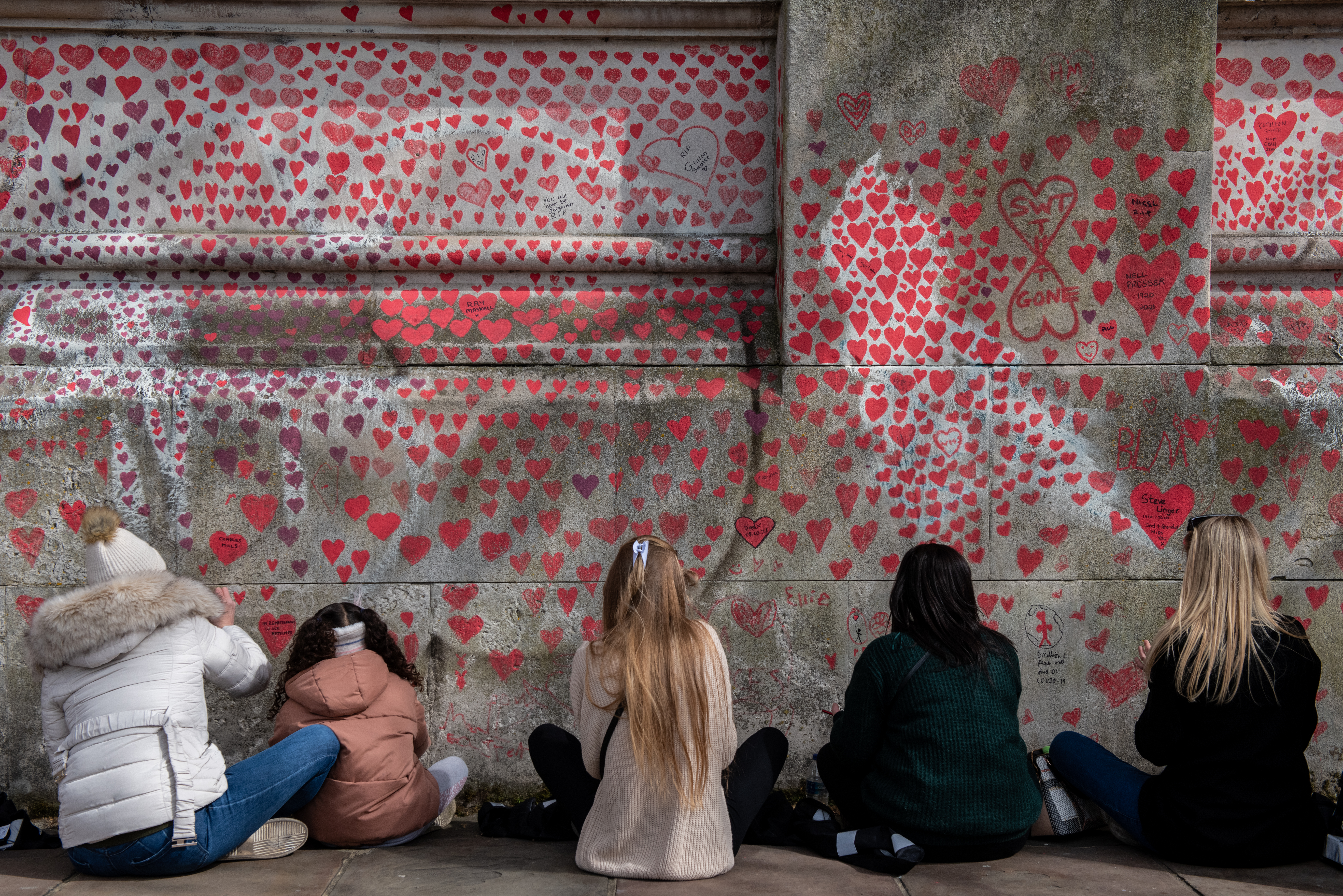 "An Outpouring Of Love" Covid-19 Memorial Wall Nears Completion In London