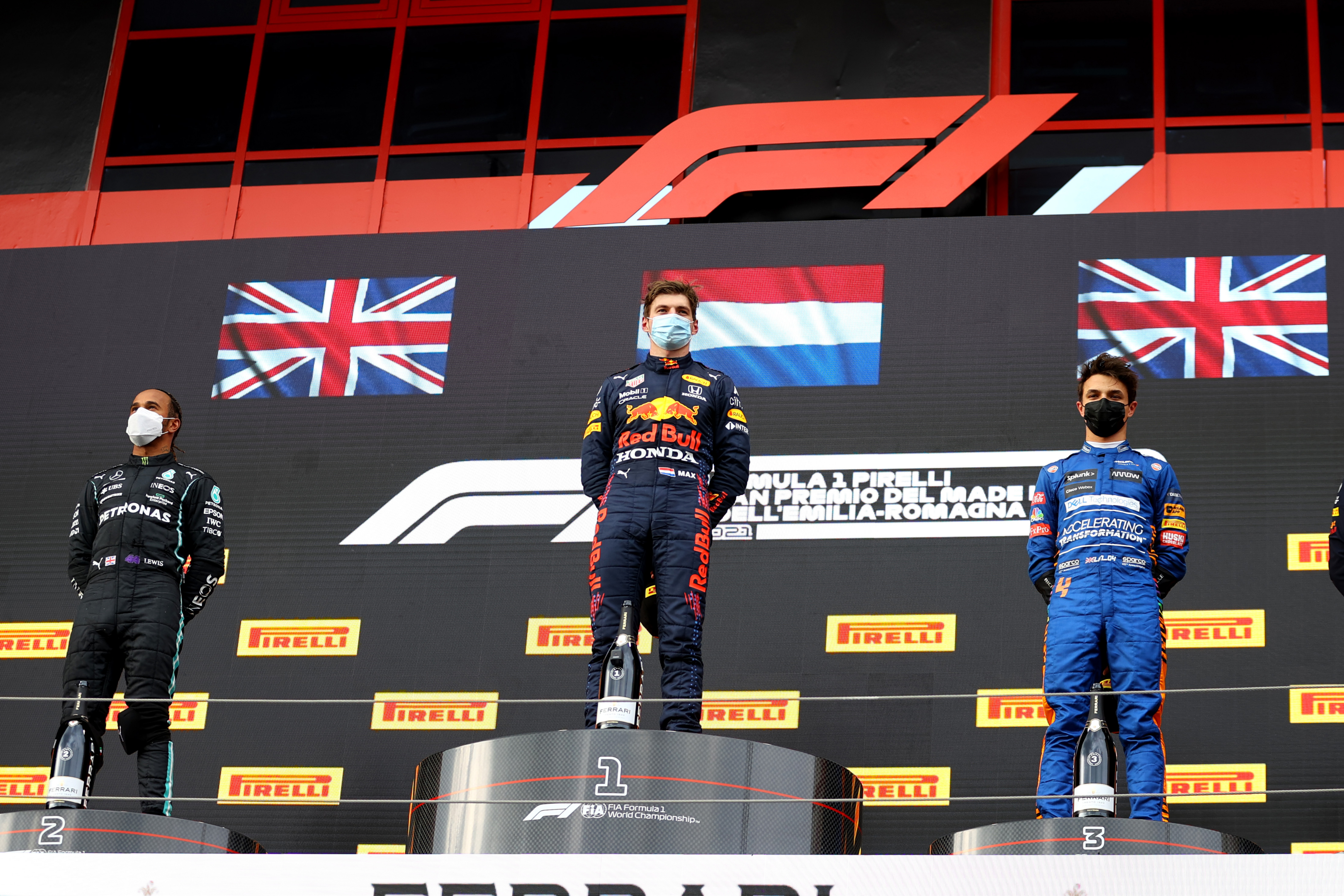 Max Verstappen wins chaotic Emilia Romagna F1 GP as Lewis Hamilton battles back