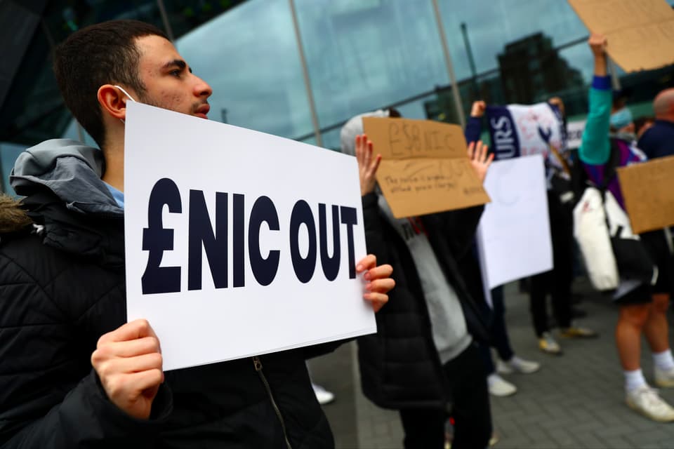 Tottenham fans protest outside stadium calling for board resignation with ‘ENIC out’ banners
