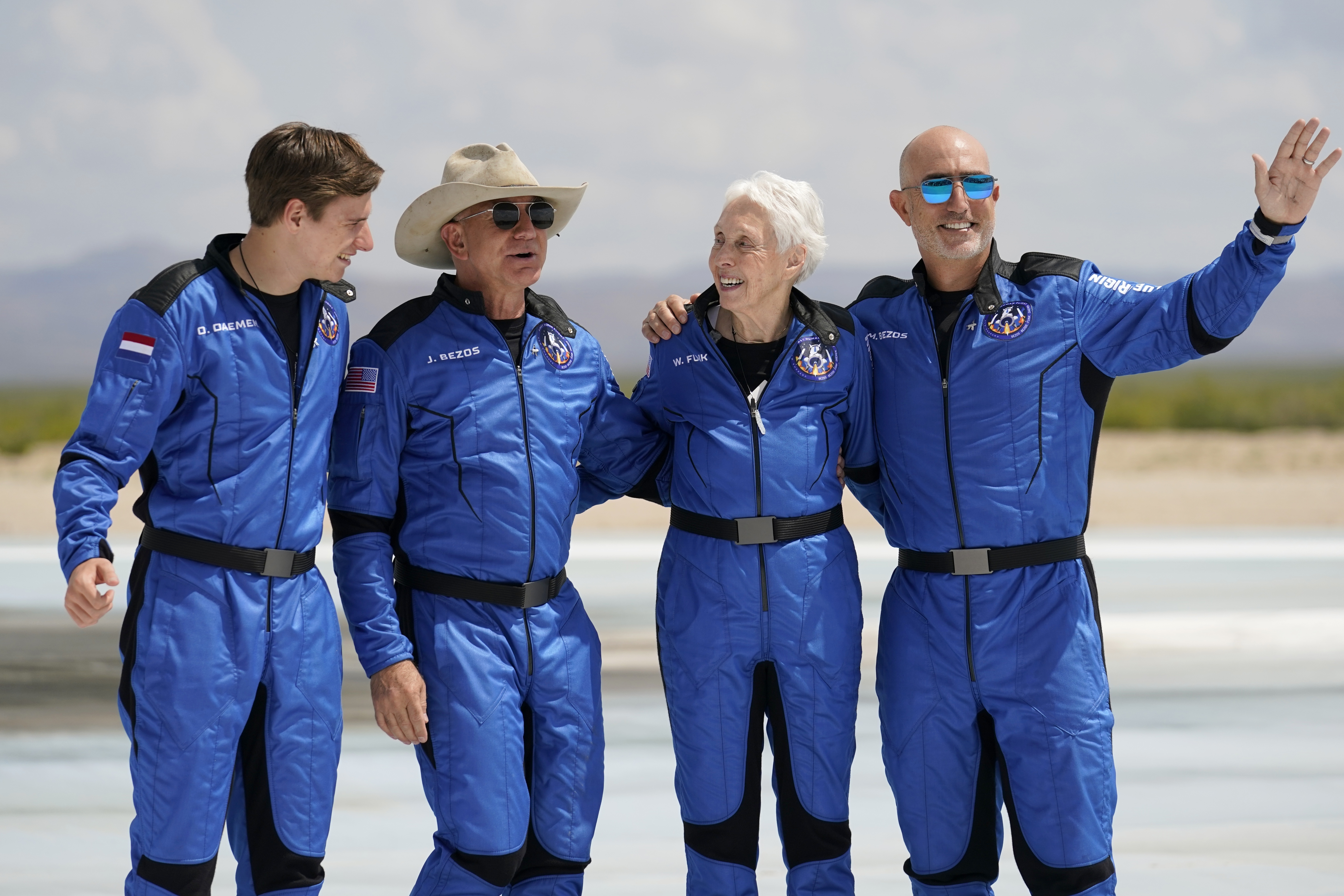 Mark Bezos, Jeff Bezos, Oliver Daemen, Wally Funk