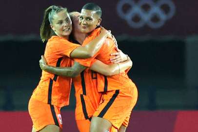 Holland celebrate a goal against Zambia