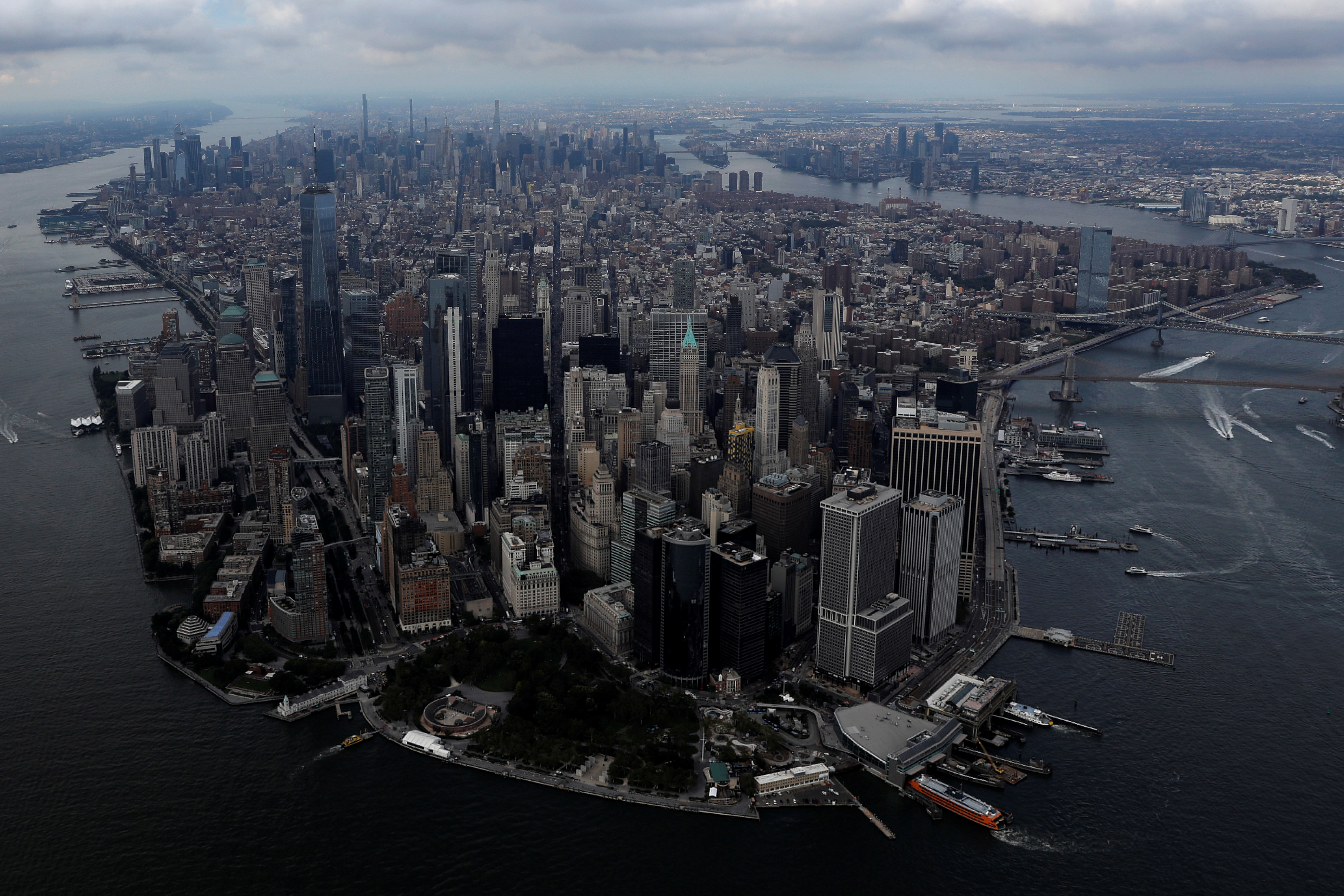 Clouds form over Manhattan ahead of Hurricane Henri arriving in New York City