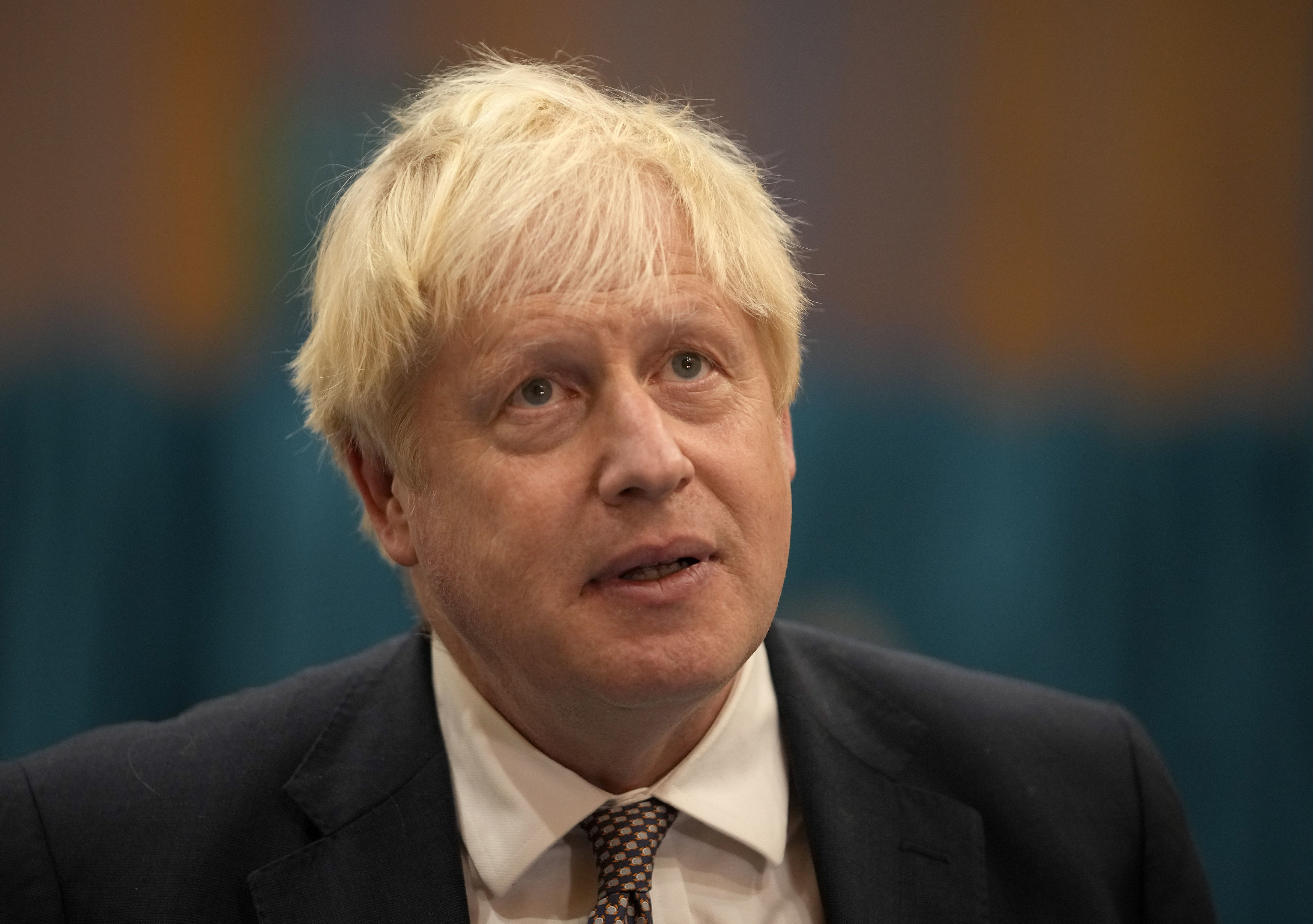 Boris Johnson at a visit to the Covid-19 vaccine centre at the Little Venice Sports Centre in west London