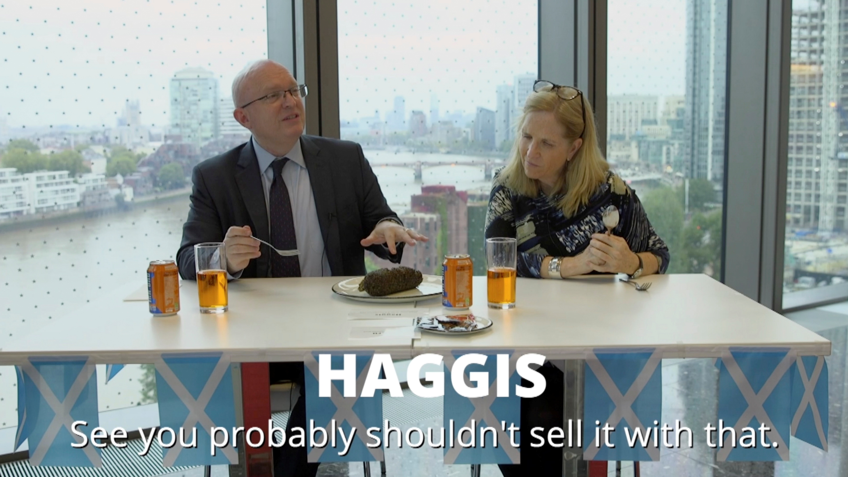 U.S. Ambassador Philip Reeker and staff try out local Scottish delicacies ahead of COP26