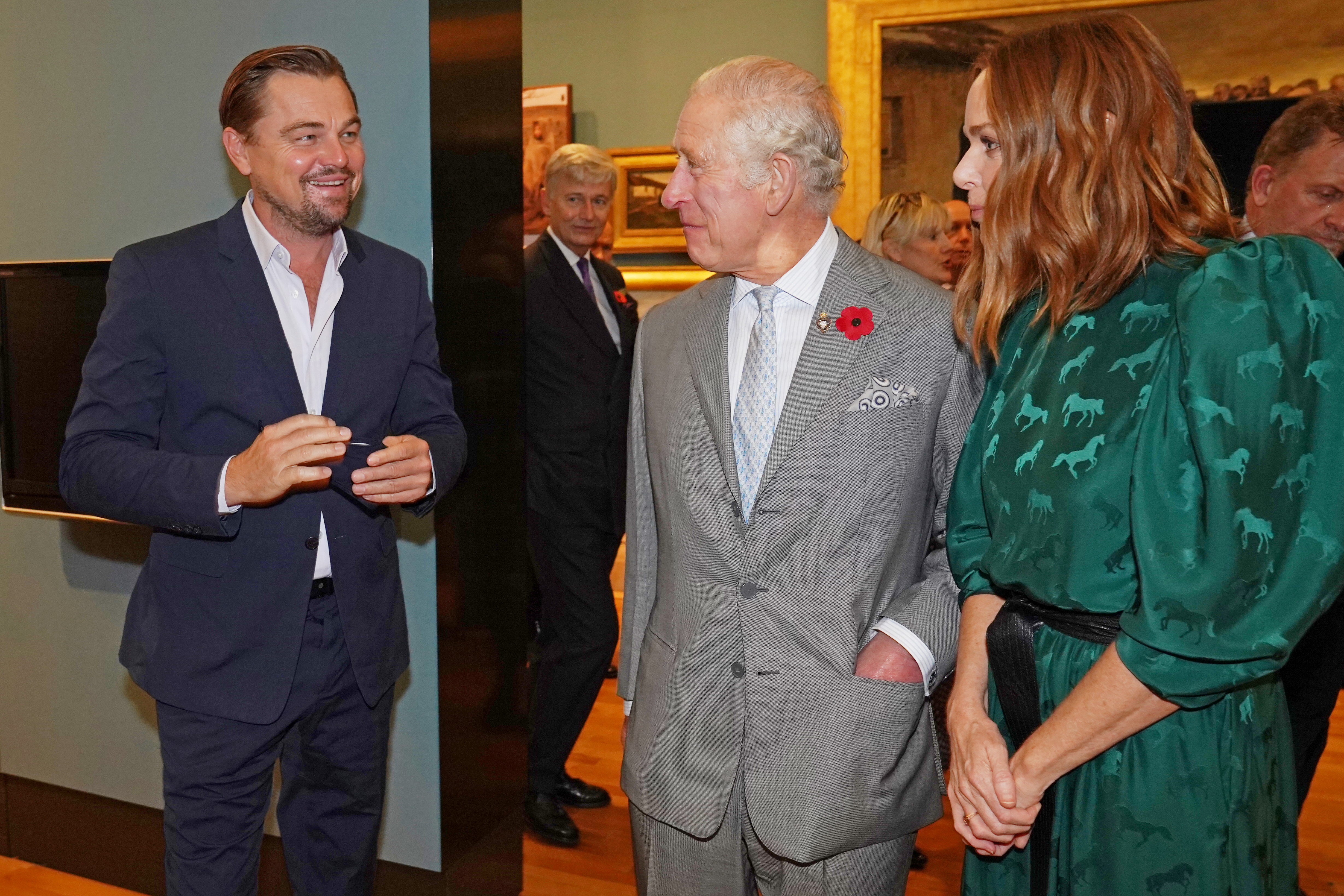 Britain's Prince Charles views fashion installation by the designer Stella McCartney, during COP26 in Glasgow
