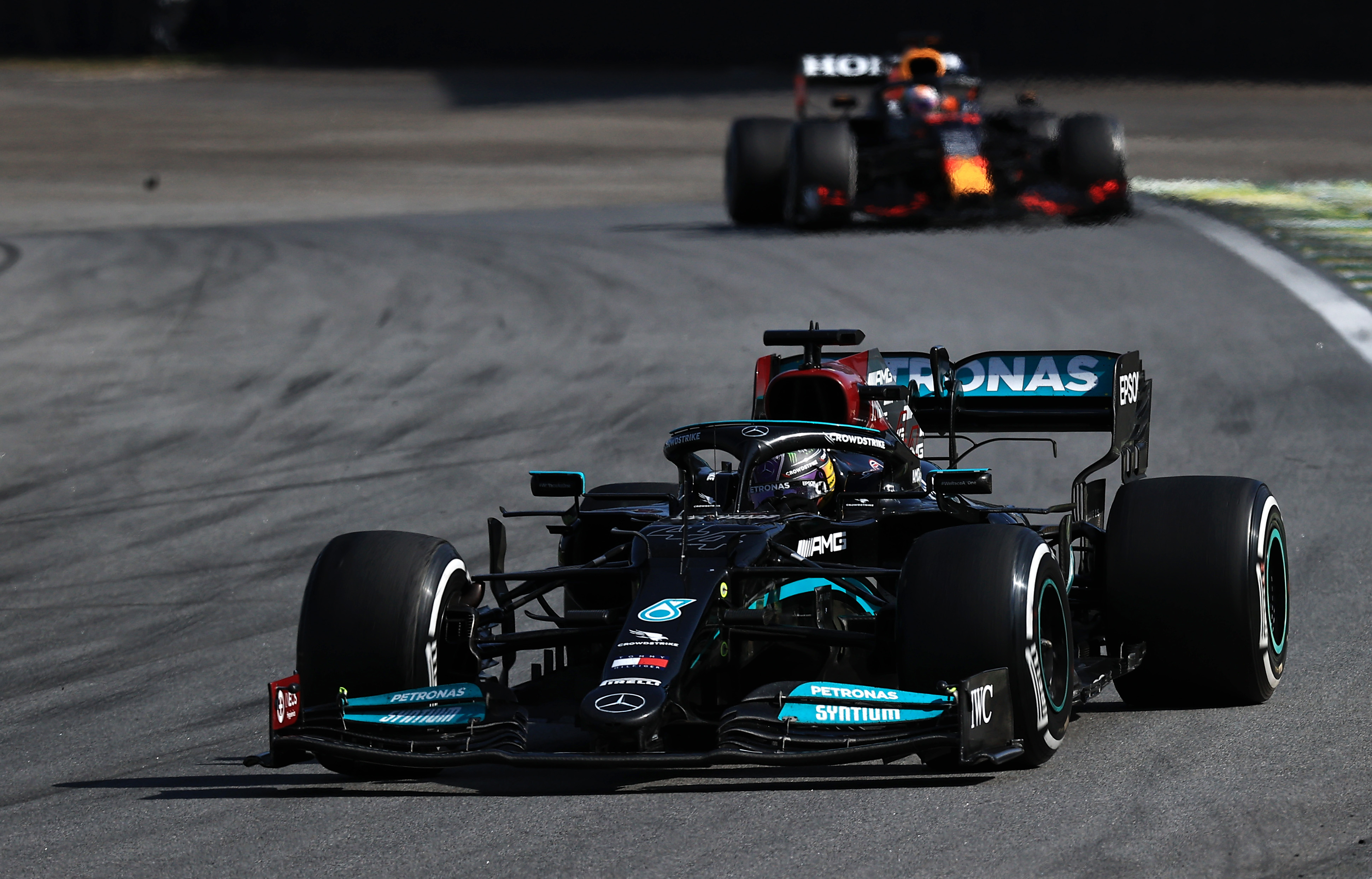 Mercedes hit out at ‘laughable’ decision not to penalise Max Verstappen for Lewis Hamilton clash at Brazil GP