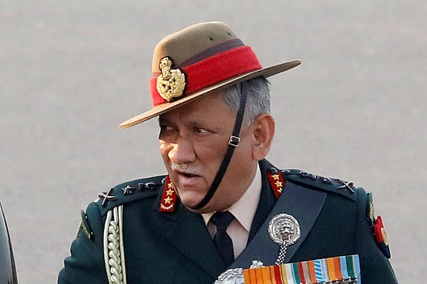 Indian Army chief General Bipin Rawat arrives for the Beating the Retreat ceremony in New Delhi