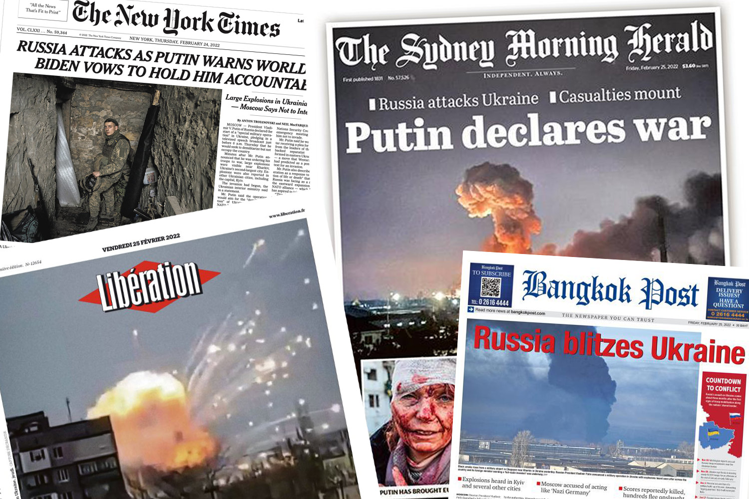 Russia invades Ukraine: how the world’s newspapers reacted