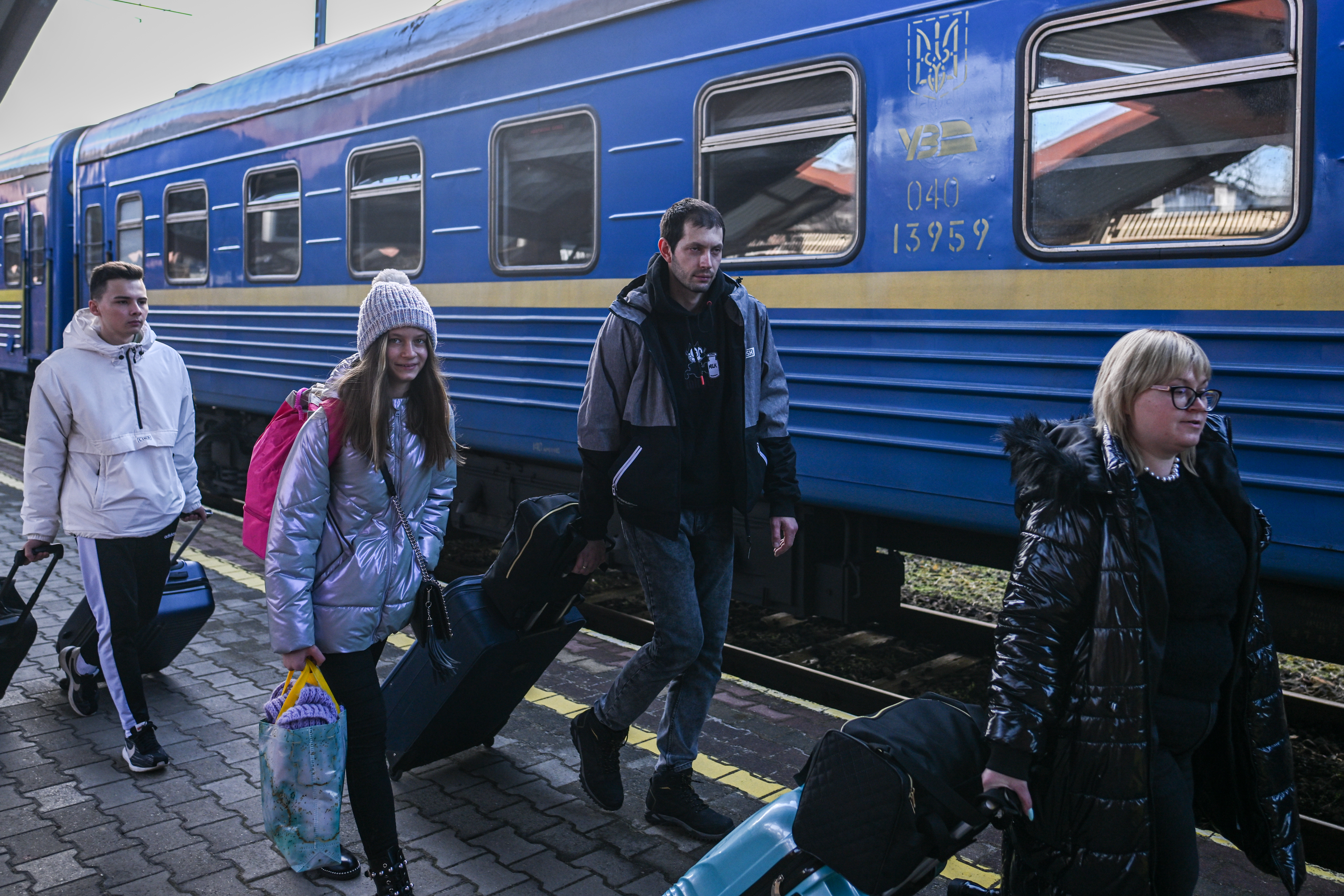 Ukrainians Flee To Poland Amid Russia's Armed Invasion