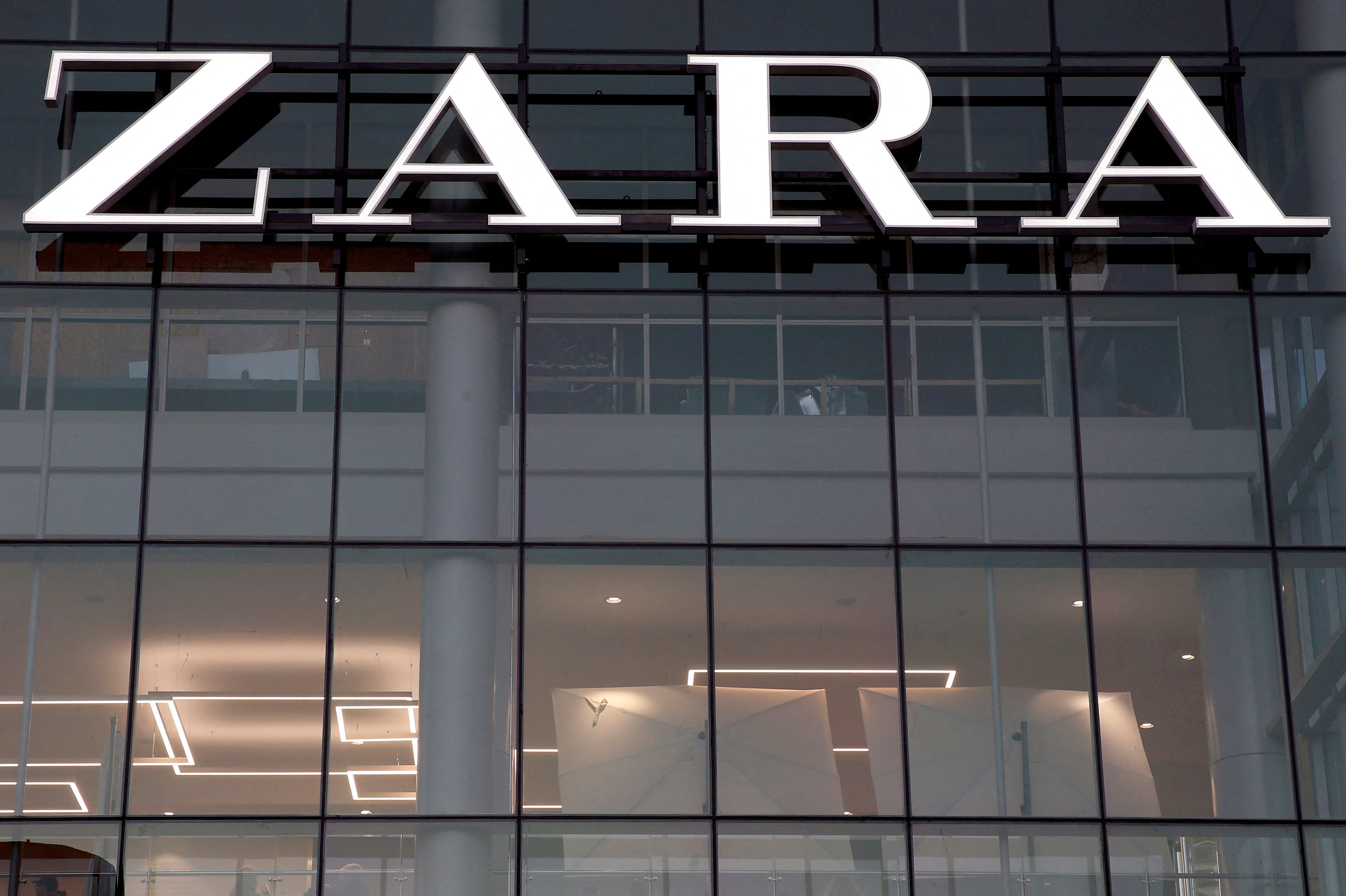 FILE PHOTO: The logo of the Zara store is seen in a mall at Vina del Mar