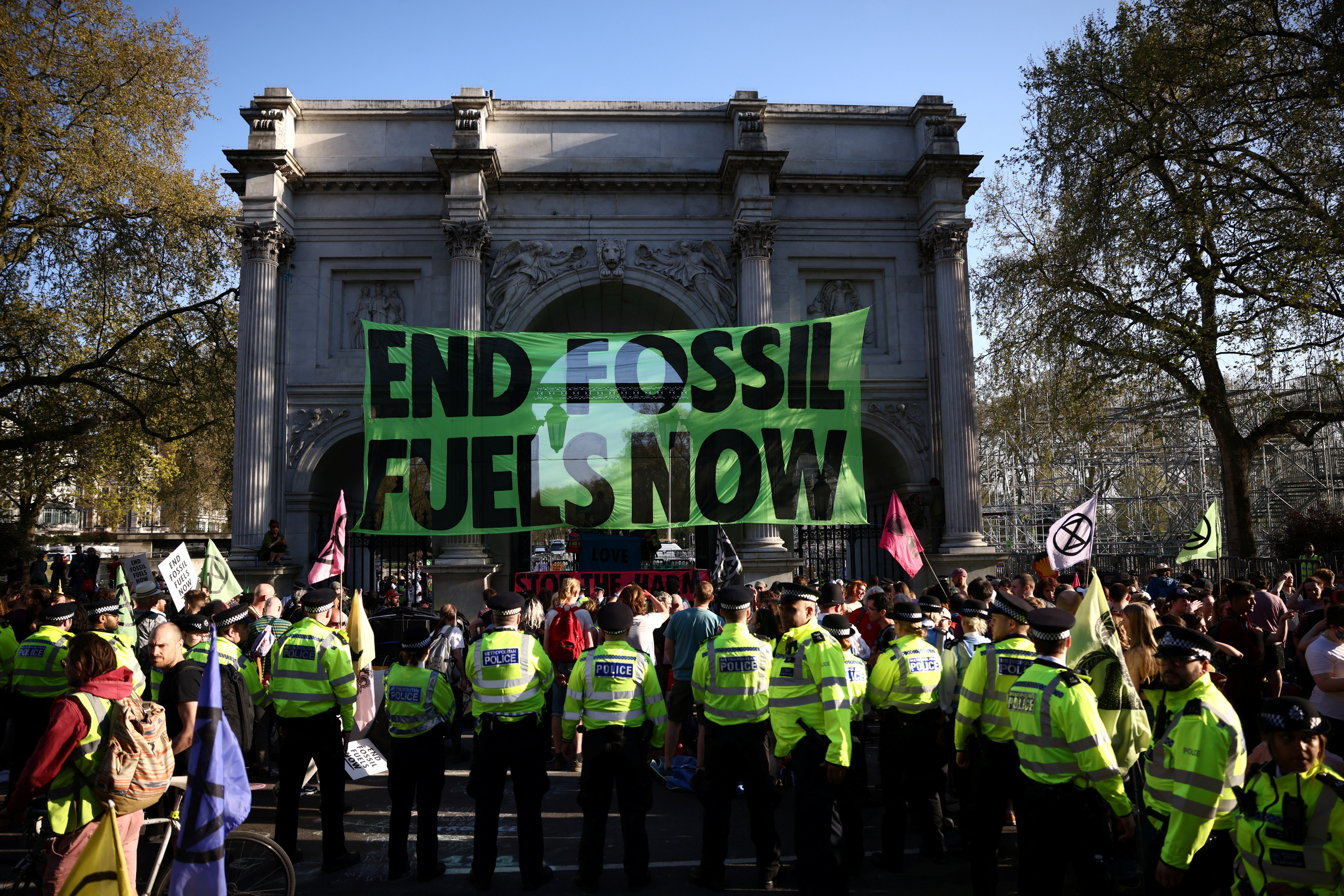 Extinction Rebellion protest at Marble Arch in central London