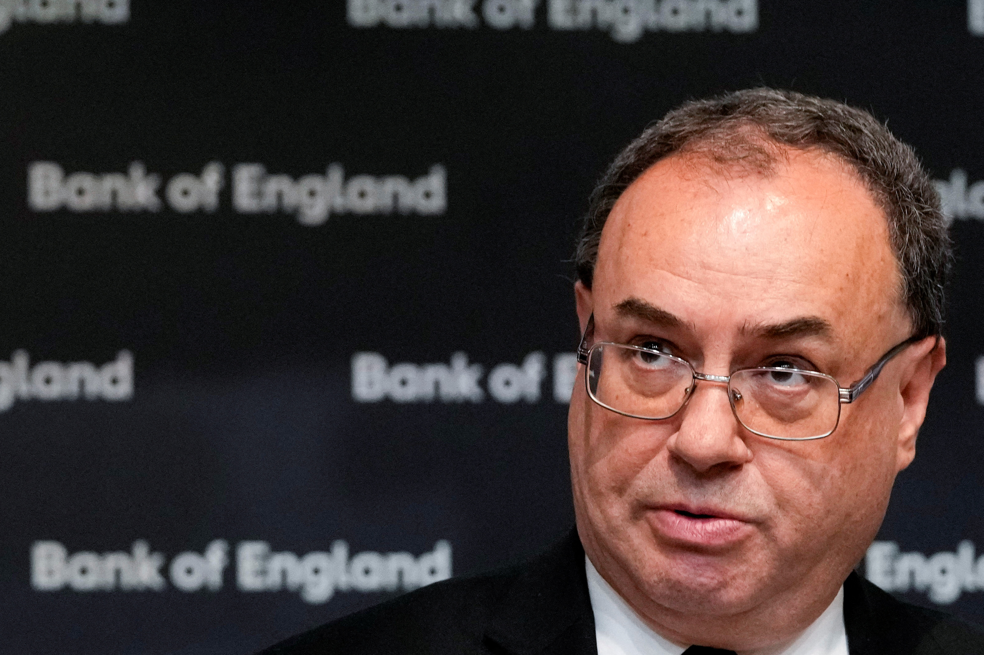 Governor of the Bank of England Andrew Bailey addresses the media on the Monetary Policy Report, in London