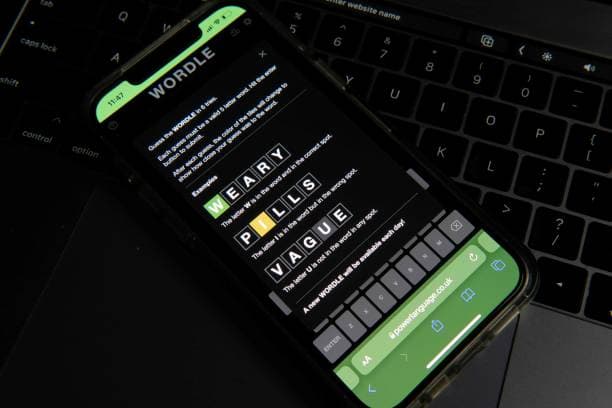  the word game Wordle is shown on a mobile phone 