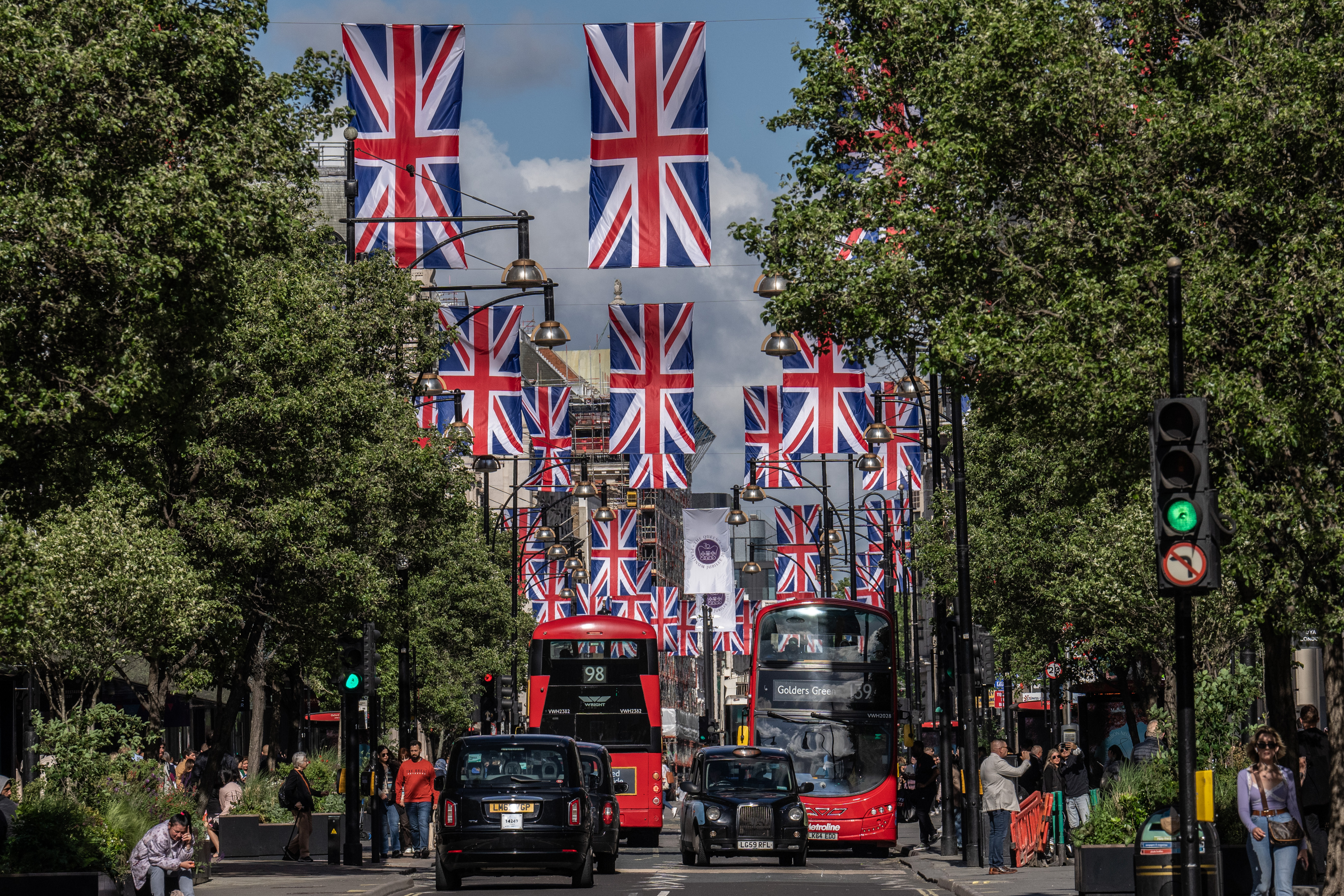Preparations Are Made Around London For Queen Elizabeth II's Platinum Jubilee