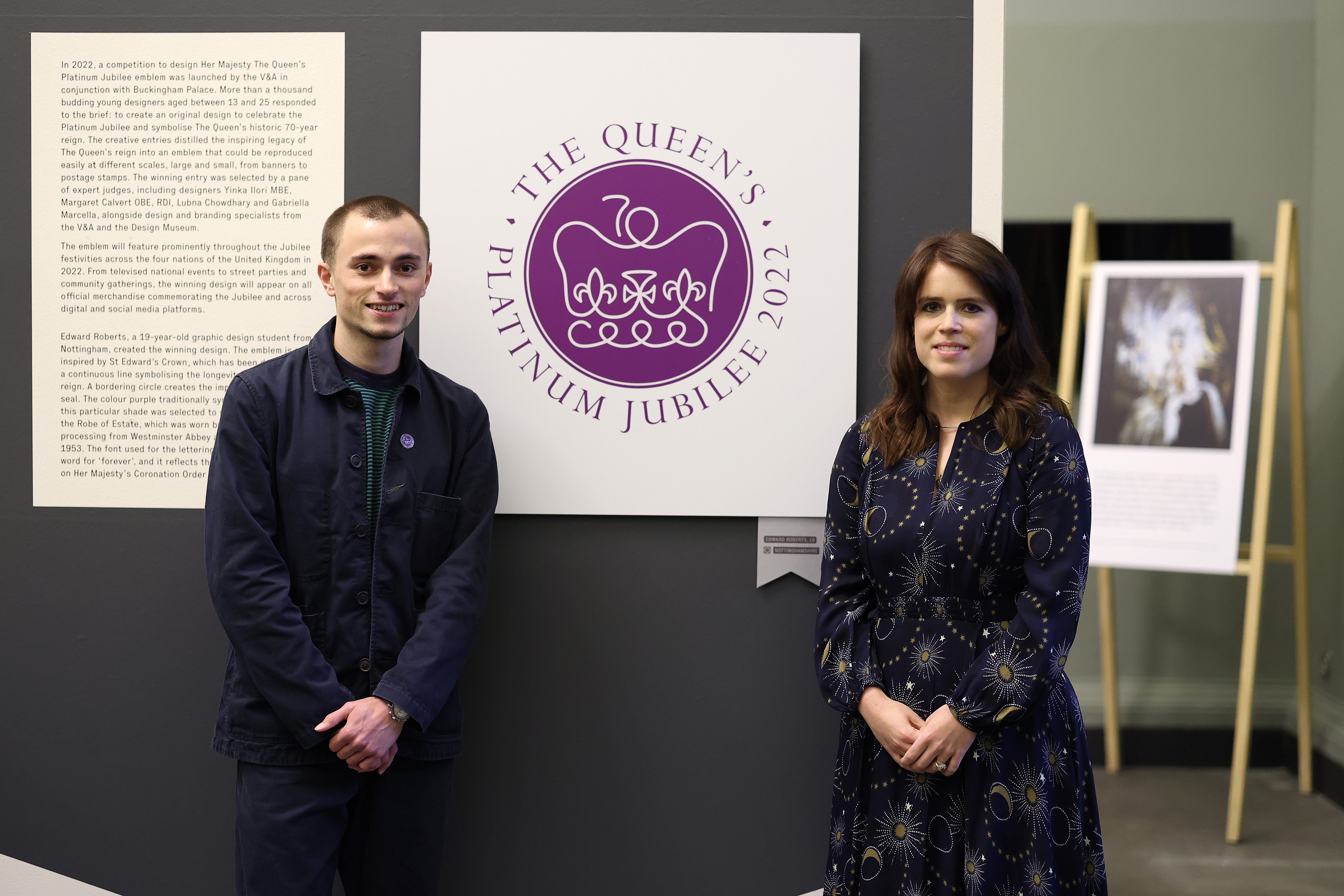 Princess Eugenie Meets Edwards Roberts, The Winner Of The Queen's Jubilee Emblem Competition