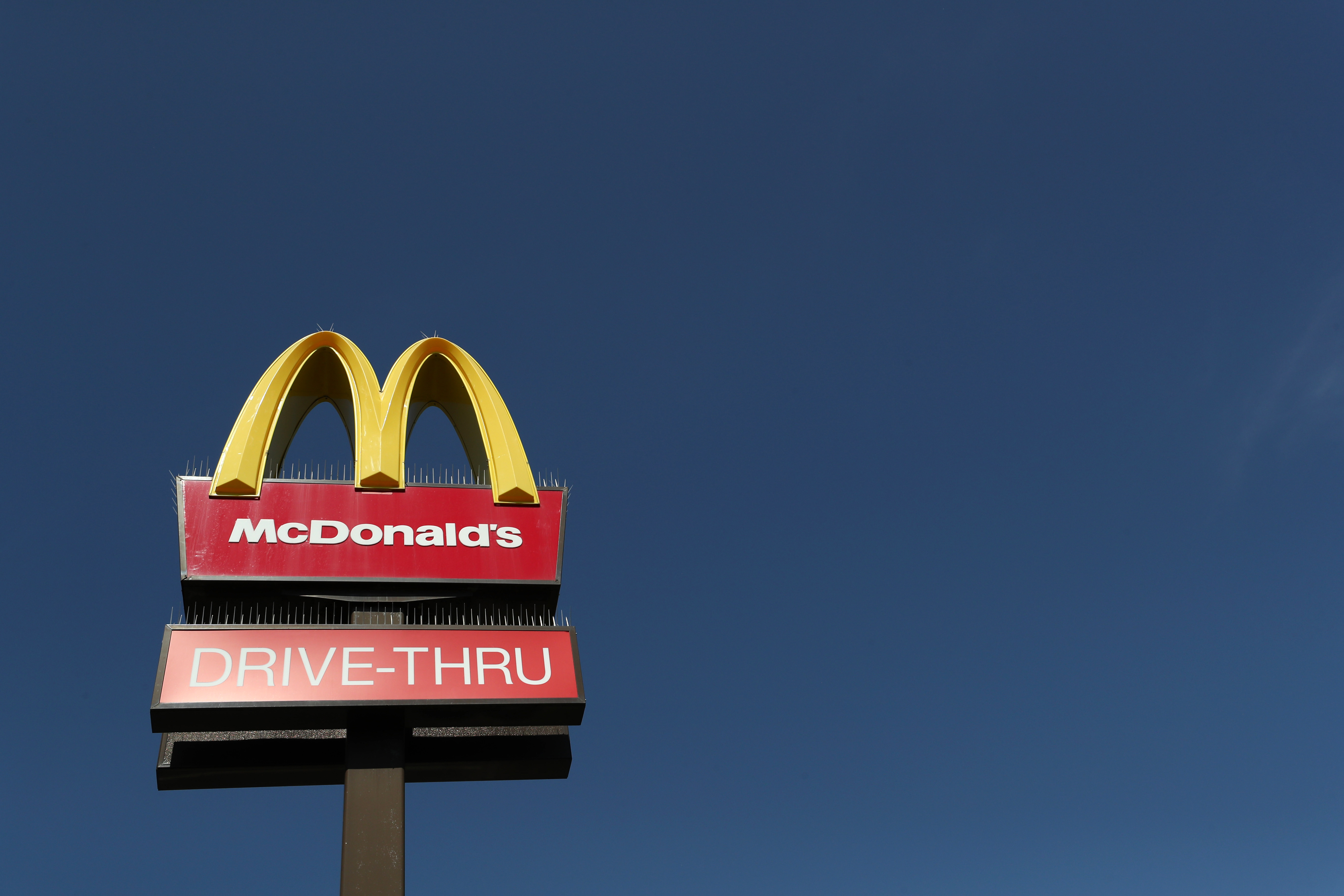 View of a McDonald’s restaurant sign on April 24, 2020 in Milton Keynes, United Kingdom