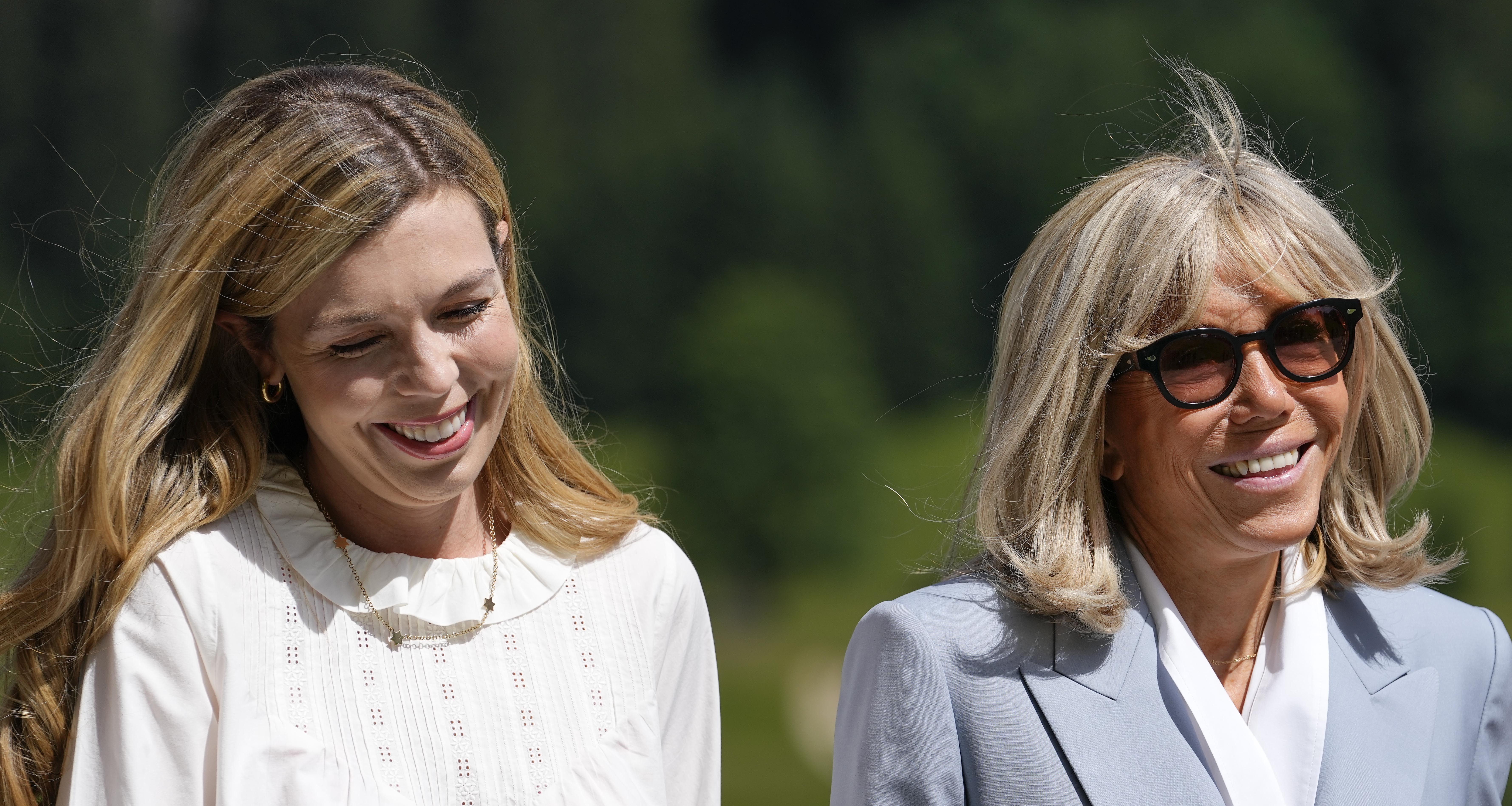 Carrie Johnson and Brigitte Macron during the G7 partner program