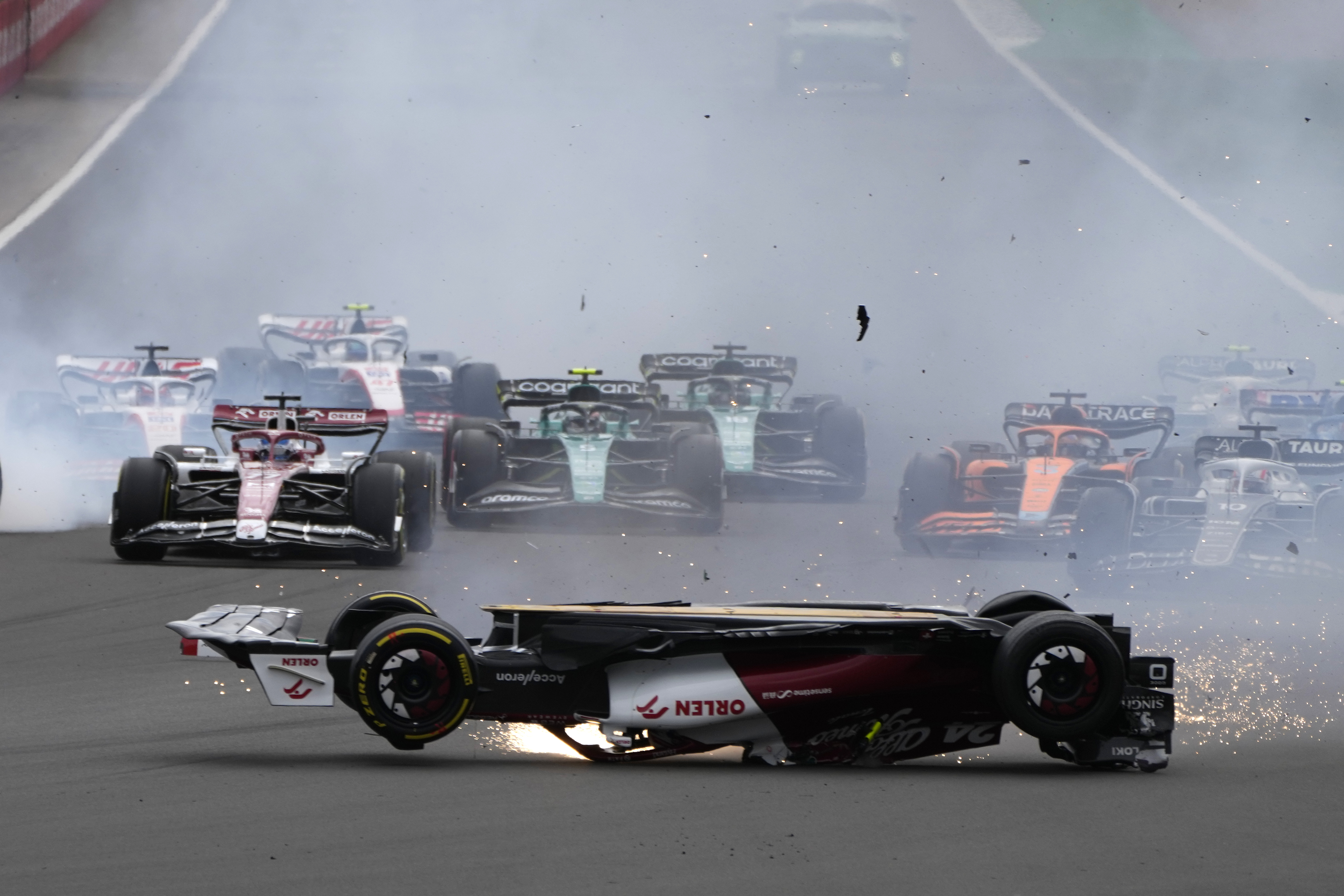 British Grand Prix: Zhou Guanyu suffers horror crash on first lap of F1 race