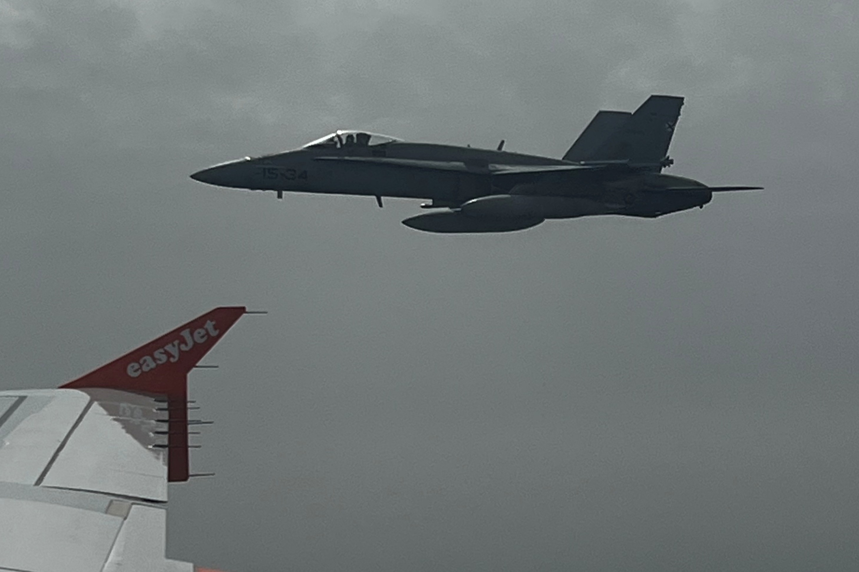 Spanish F-18 jet fighter escorts Easyjet plane after teen bomb hoax