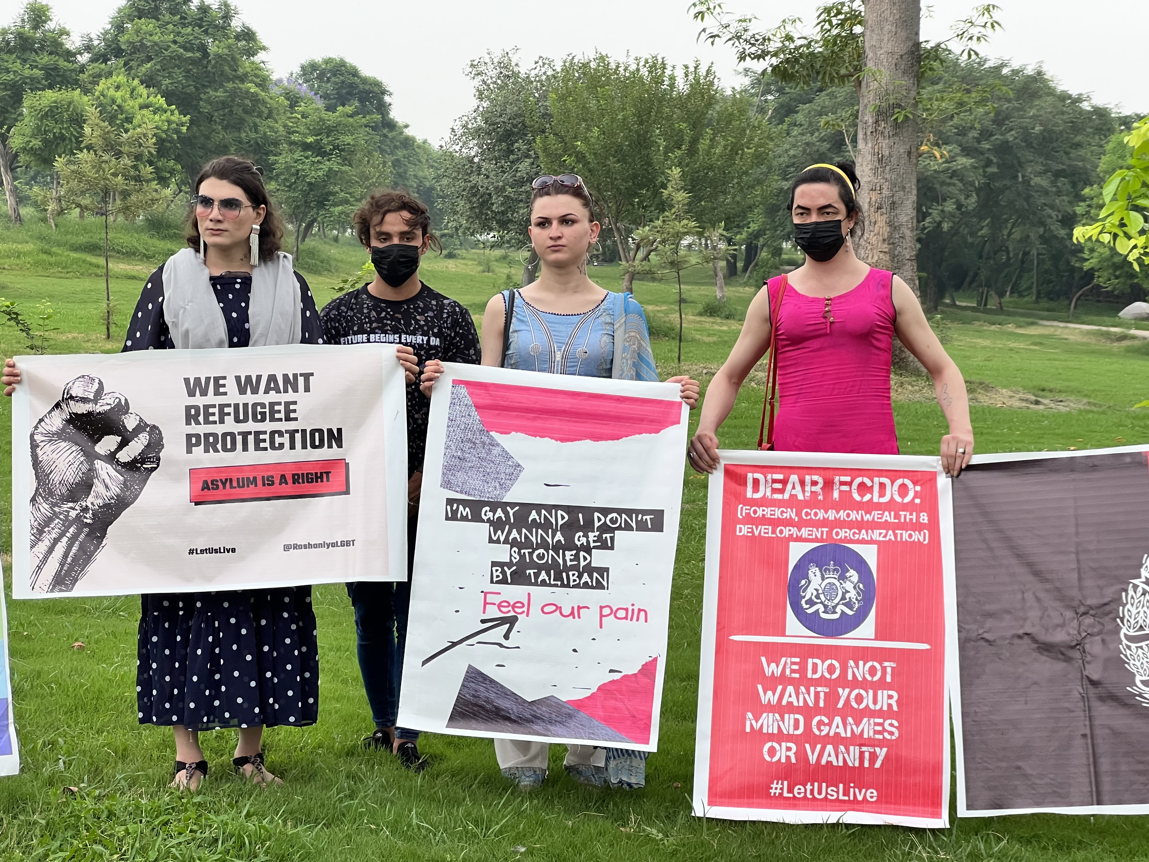 LGBT+ Afghans call on UK to save them from Taliban violence in Pakistan protest